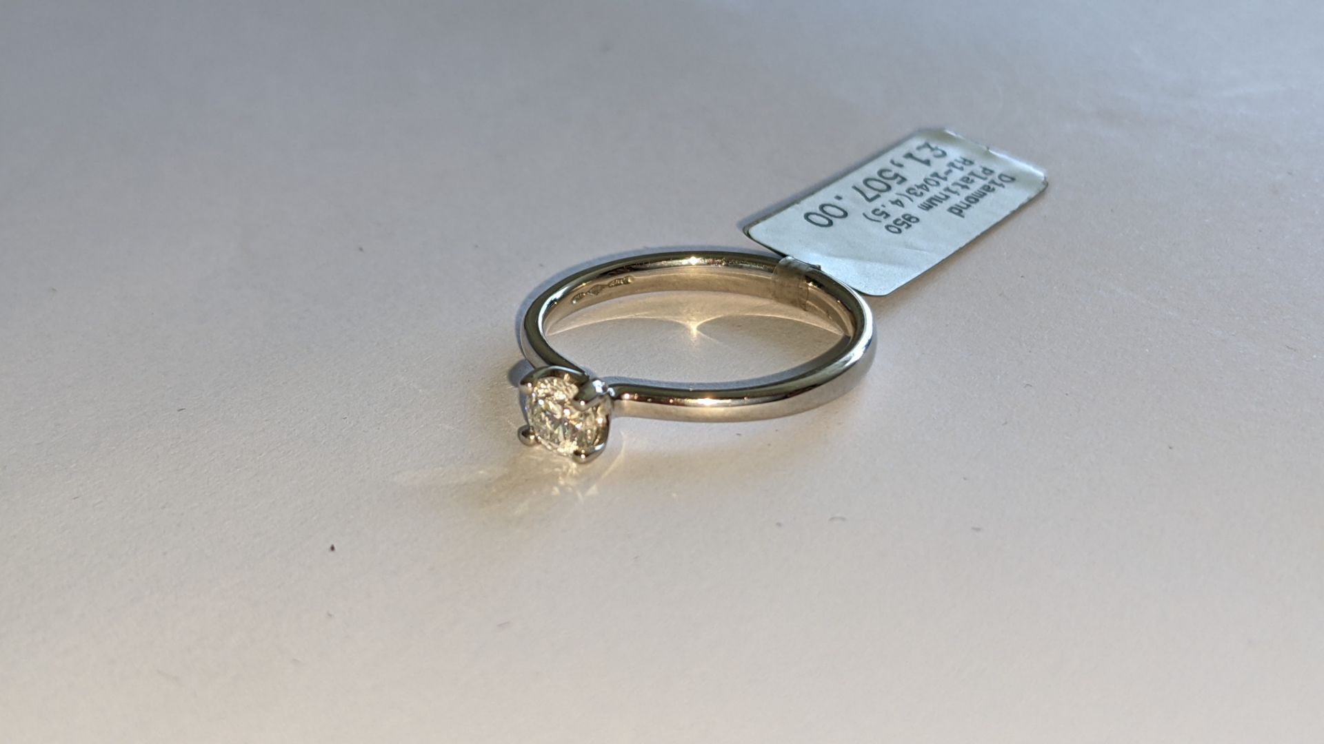 Single stone diamond & platinum 950 ring with 0.35ct H/Si diamond, RRP £1,507 - Image 20 of 29
