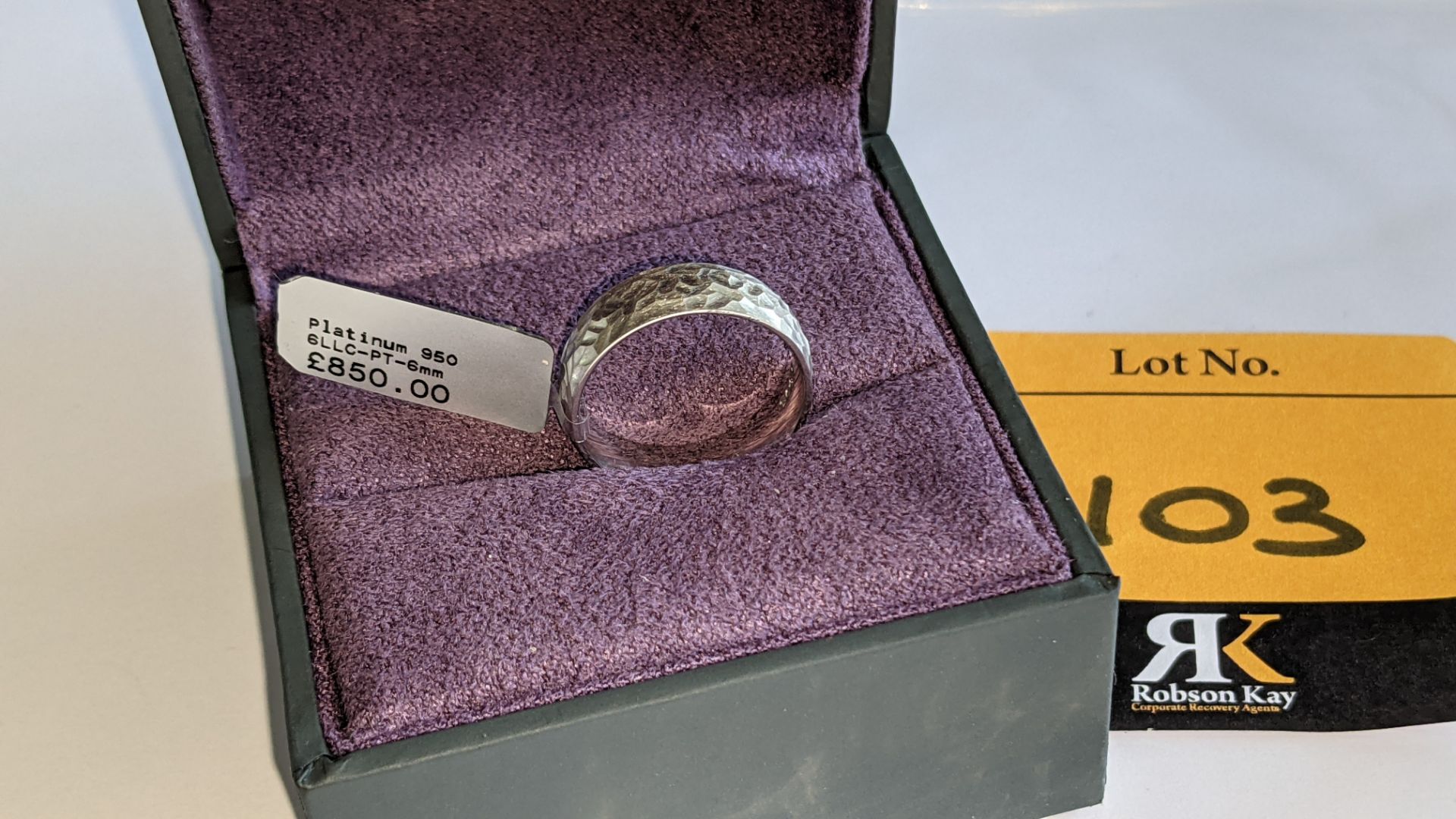 Platinum 950 6mm textured wedding ring. RRP £850 - Image 4 of 12