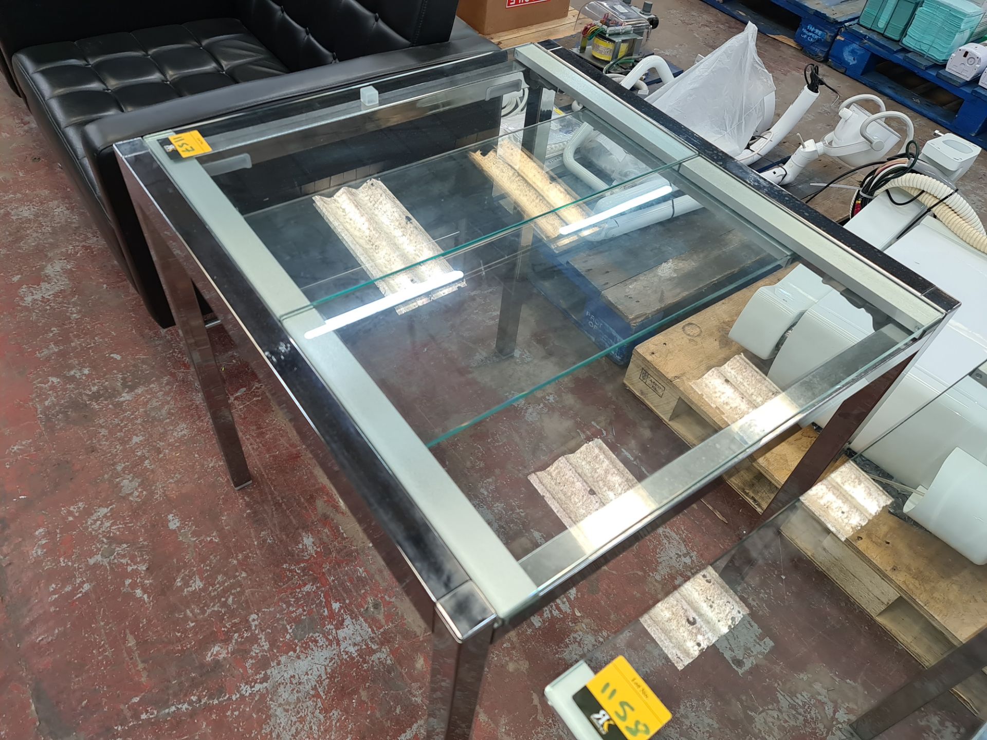 Glass & chrome extending table, with slide-in/out glass extension piece. - Image 3 of 3