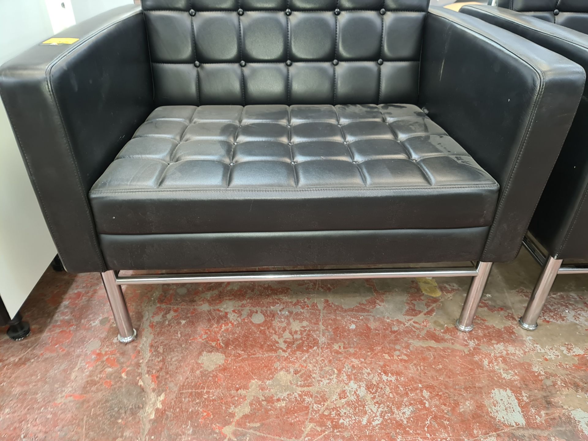 3 off Teknion Aegis modern wide black leather & chrome matching chairs - Image 6 of 8