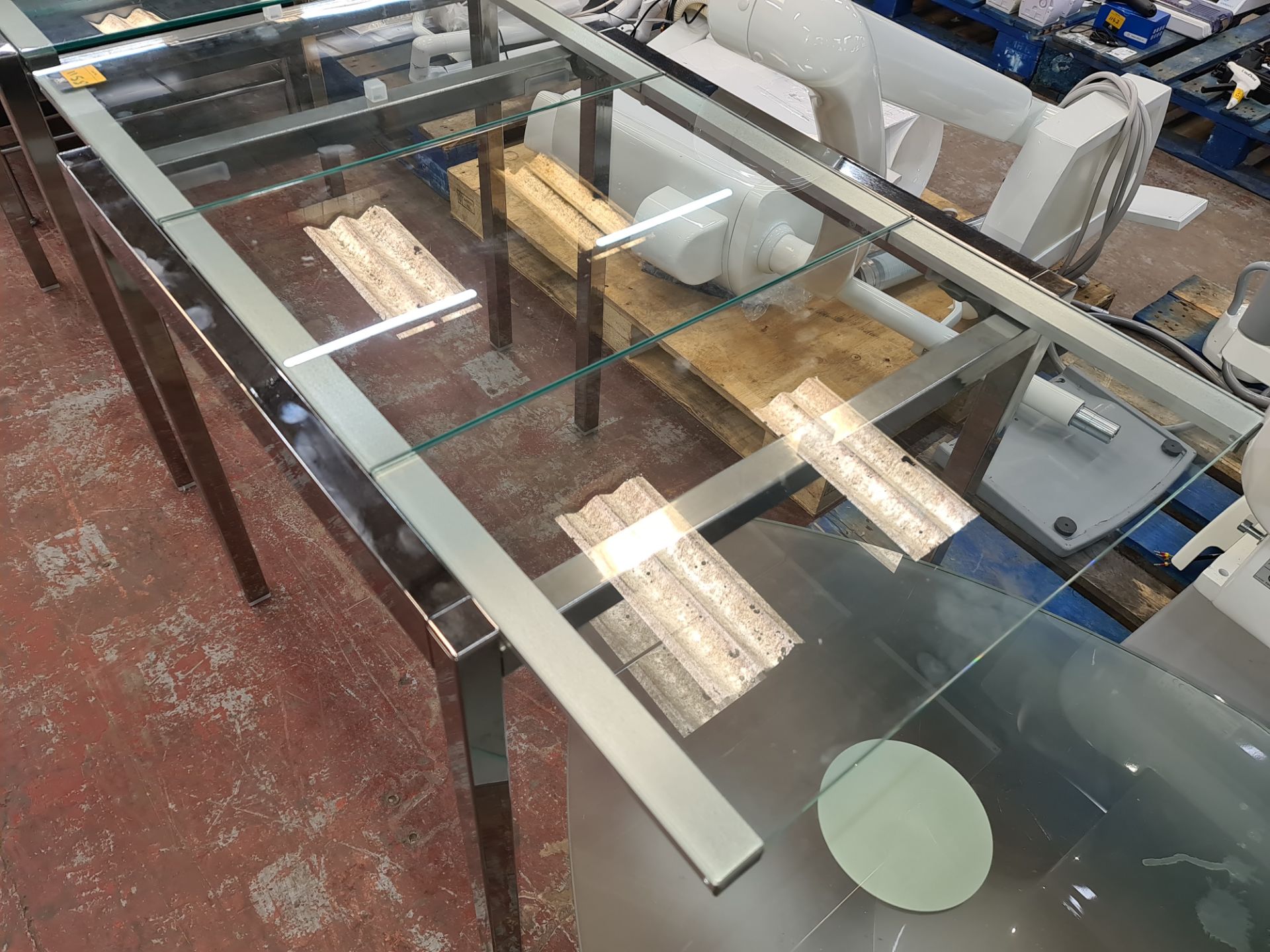 Glass & chrome extending table, with slide-in/out glass extension piece. - Image 2 of 4