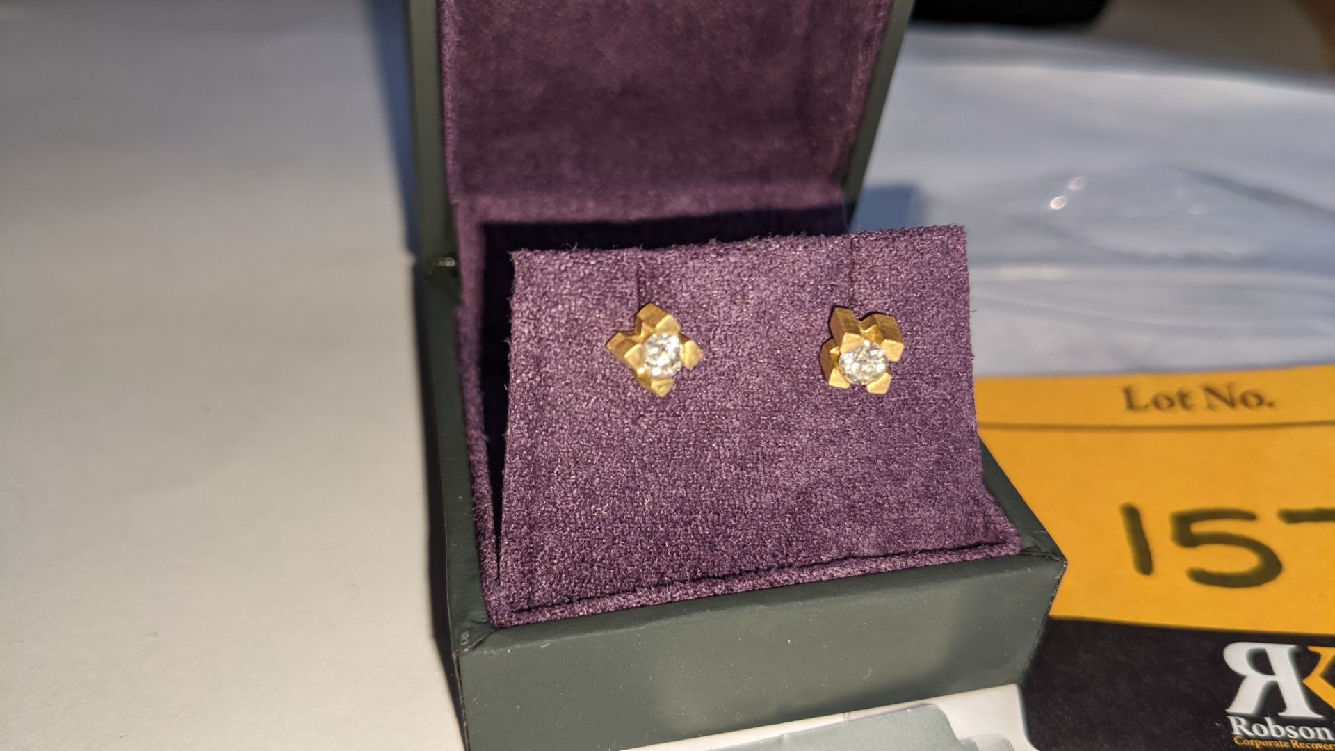 Pair of 18ct yellow gold & diamond stud earrings. RRP £995 - Image 6 of 10