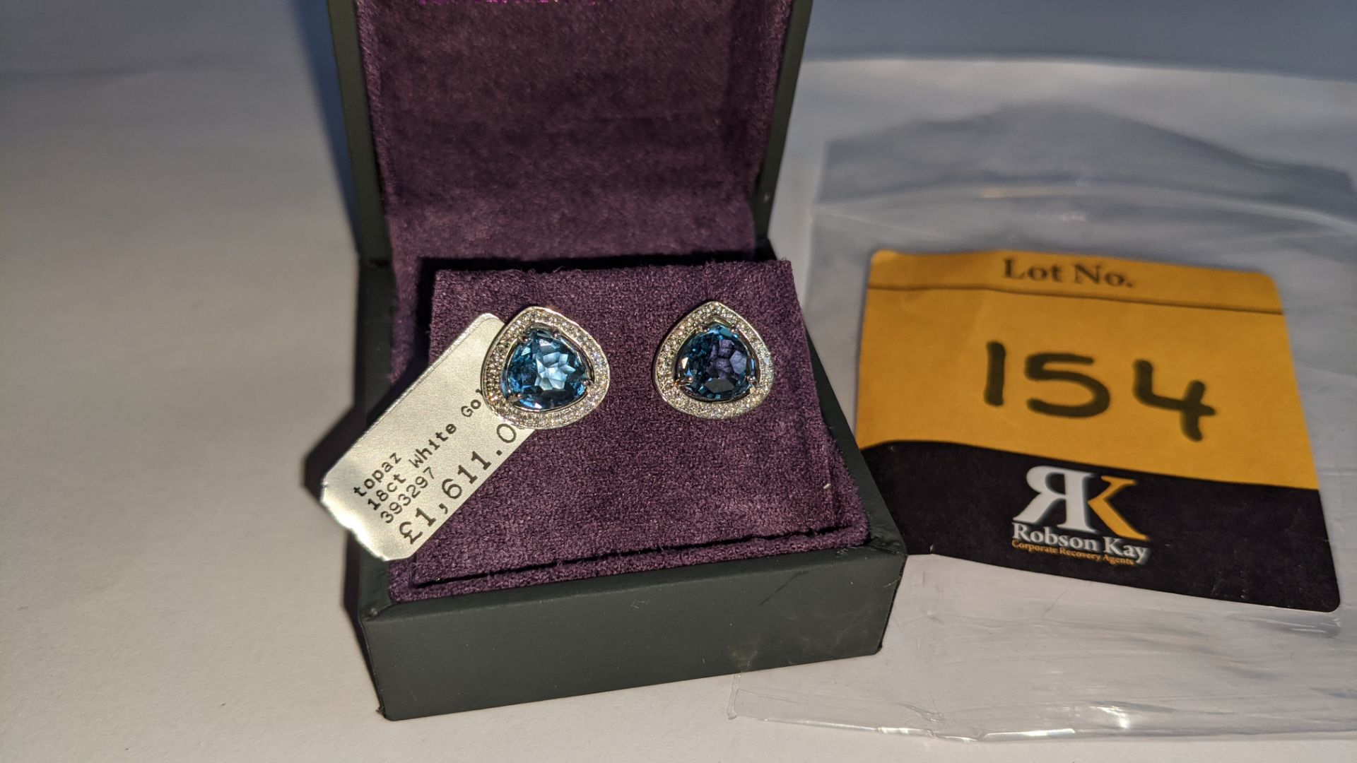 Pair of 18ct white gold, diamond & topaz earrings RRP £1,611 NB. These earrings match the pendant th - Image 3 of 10