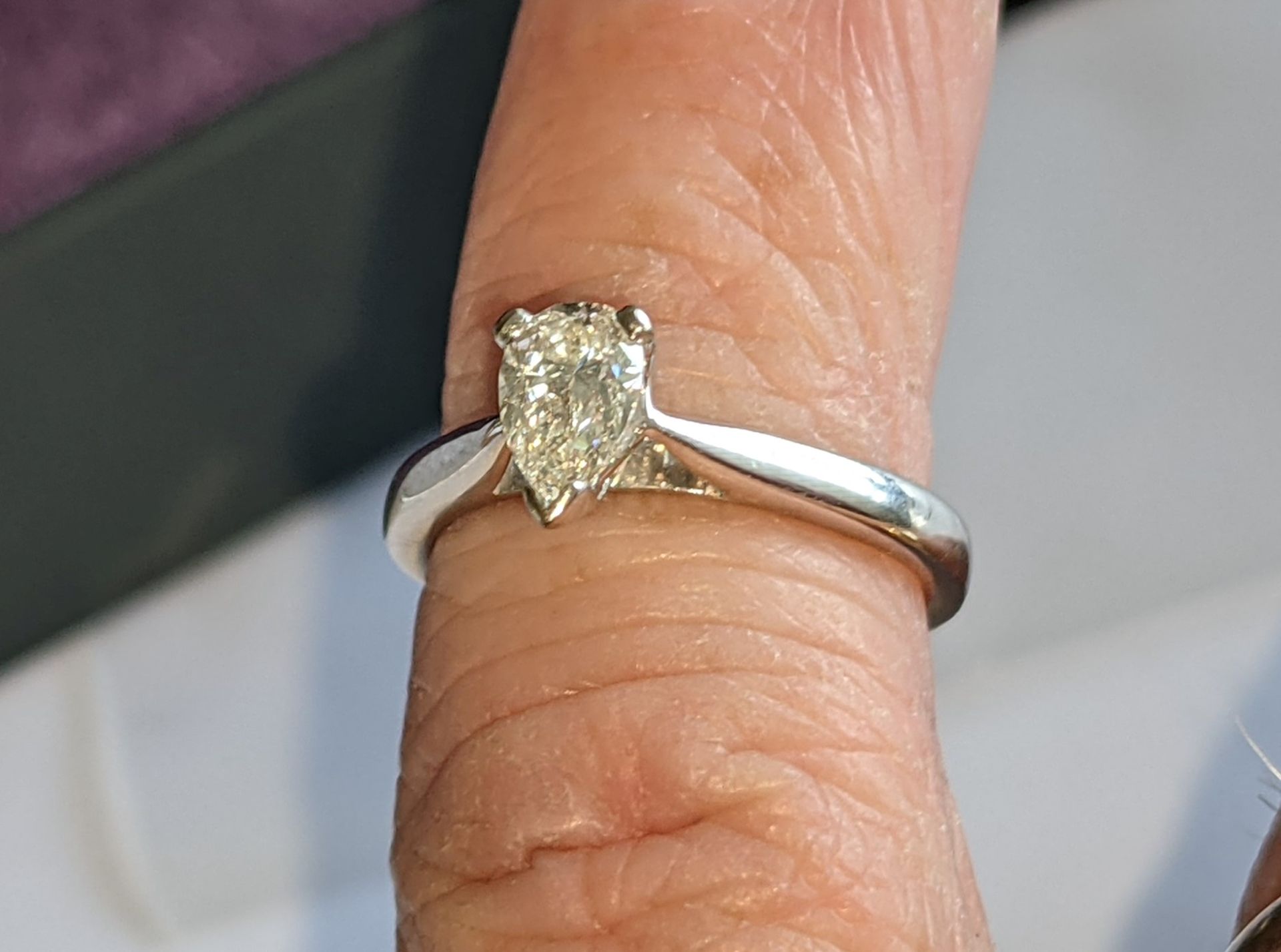 18ct white gold & diamond ring with 0.50ct pear shaped diamond. RRP £2,200 - Image 12 of 16