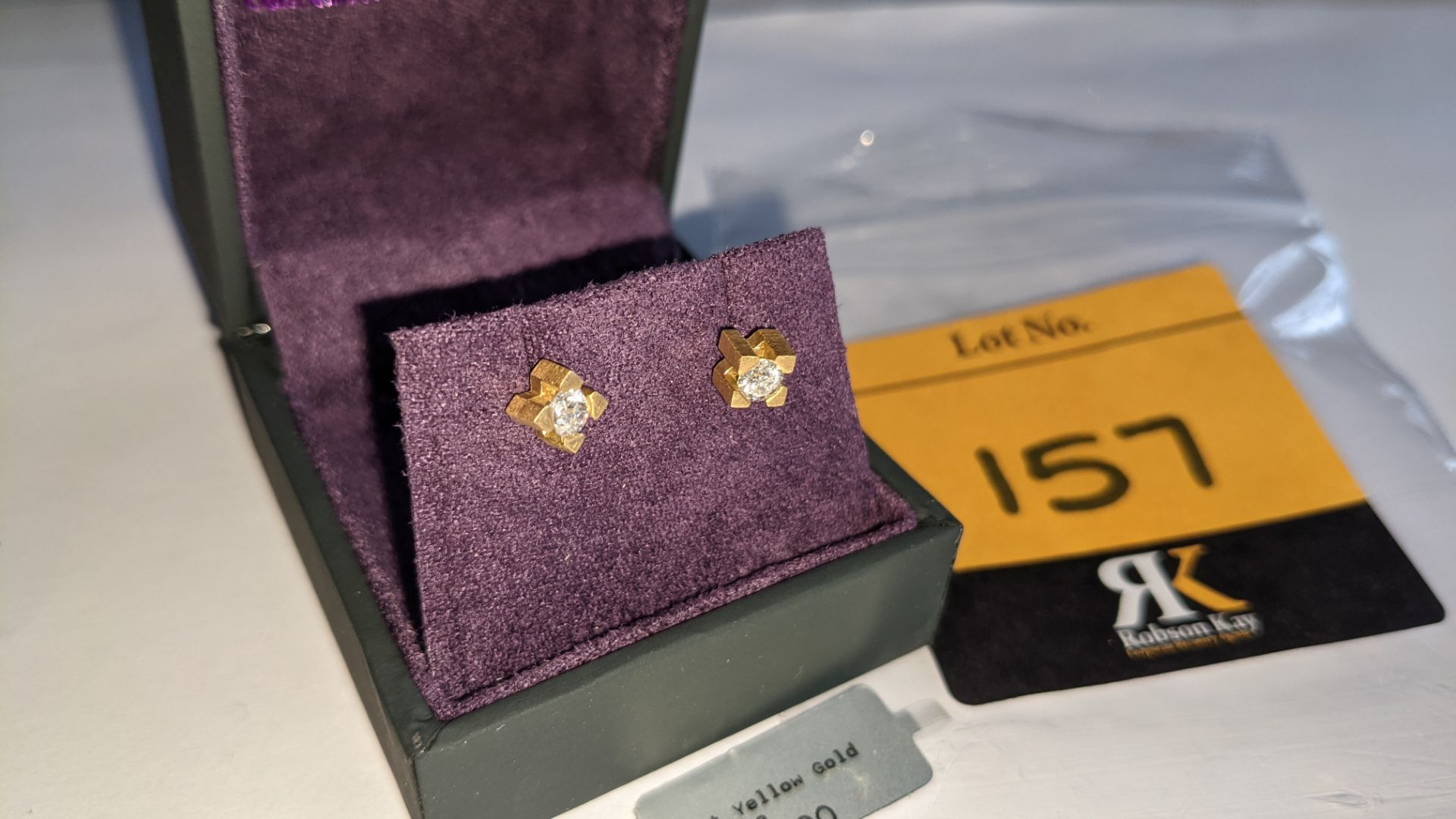 Pair of 18ct yellow gold & diamond stud earrings. RRP £995 - Image 4 of 10