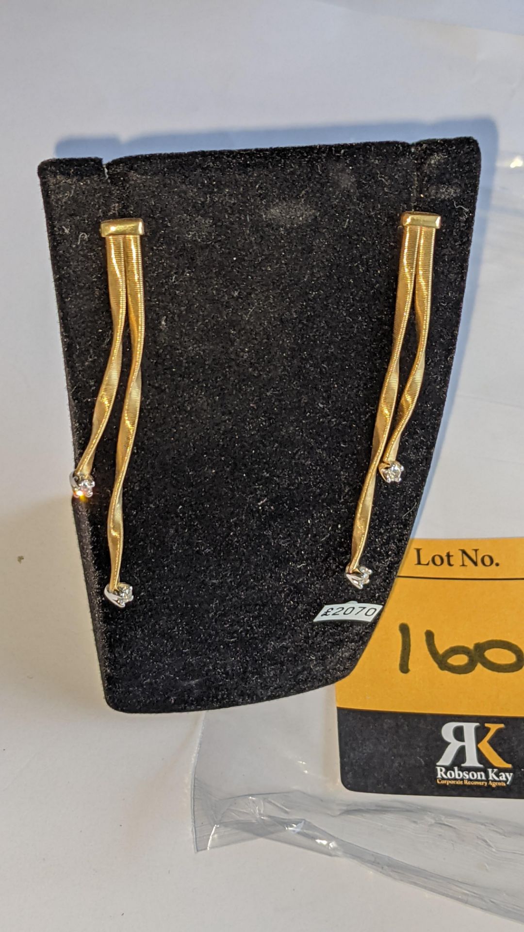 Pair of 18ct yellow gold & diamond earrings with total ctw of diamonds 0.20ct. RRP £2,070 - Image 9 of 10