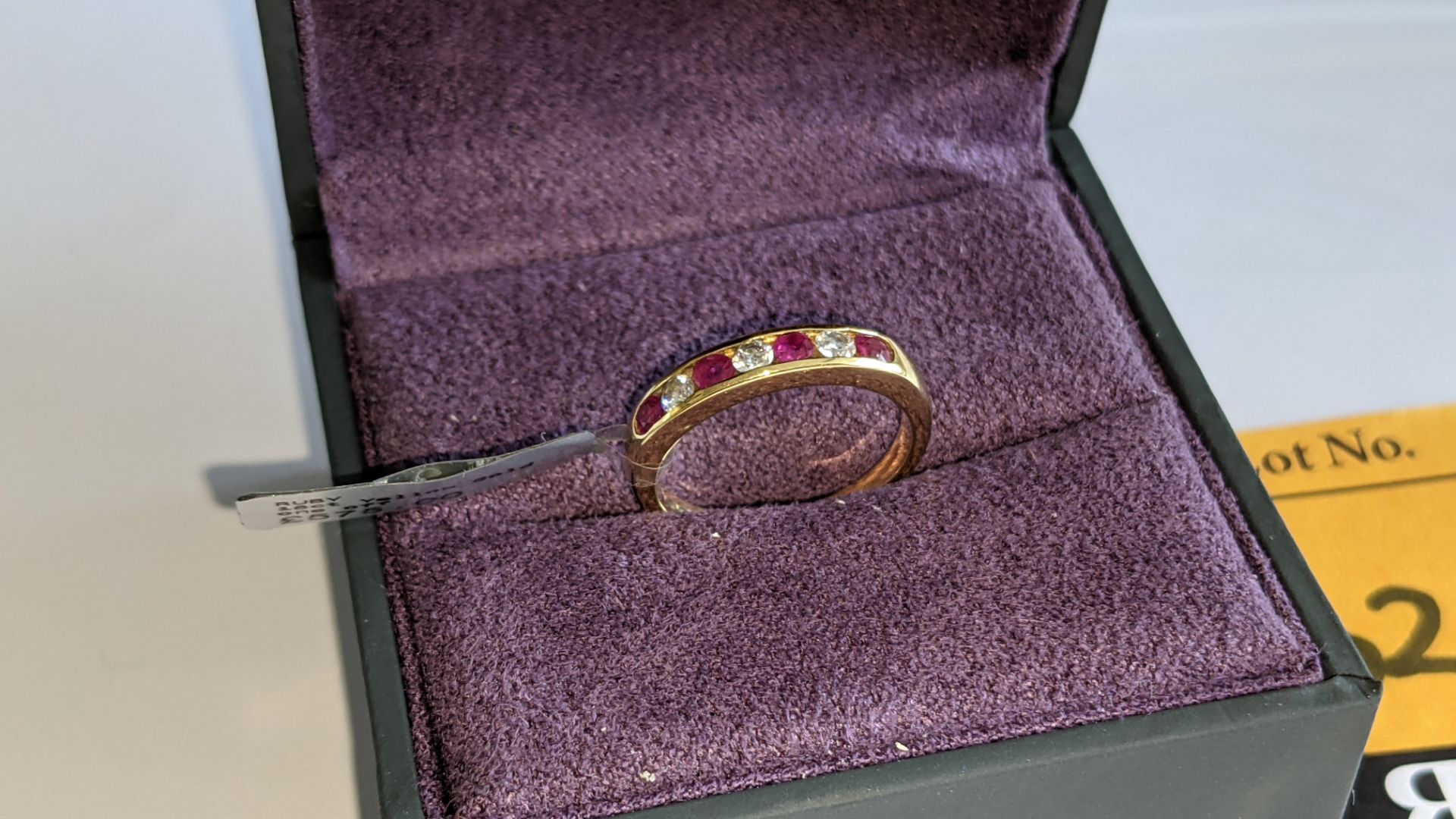 18ct yellow gold ring with rubies & what are assumed to be diamonds. RRP £575 - Image 2 of 14