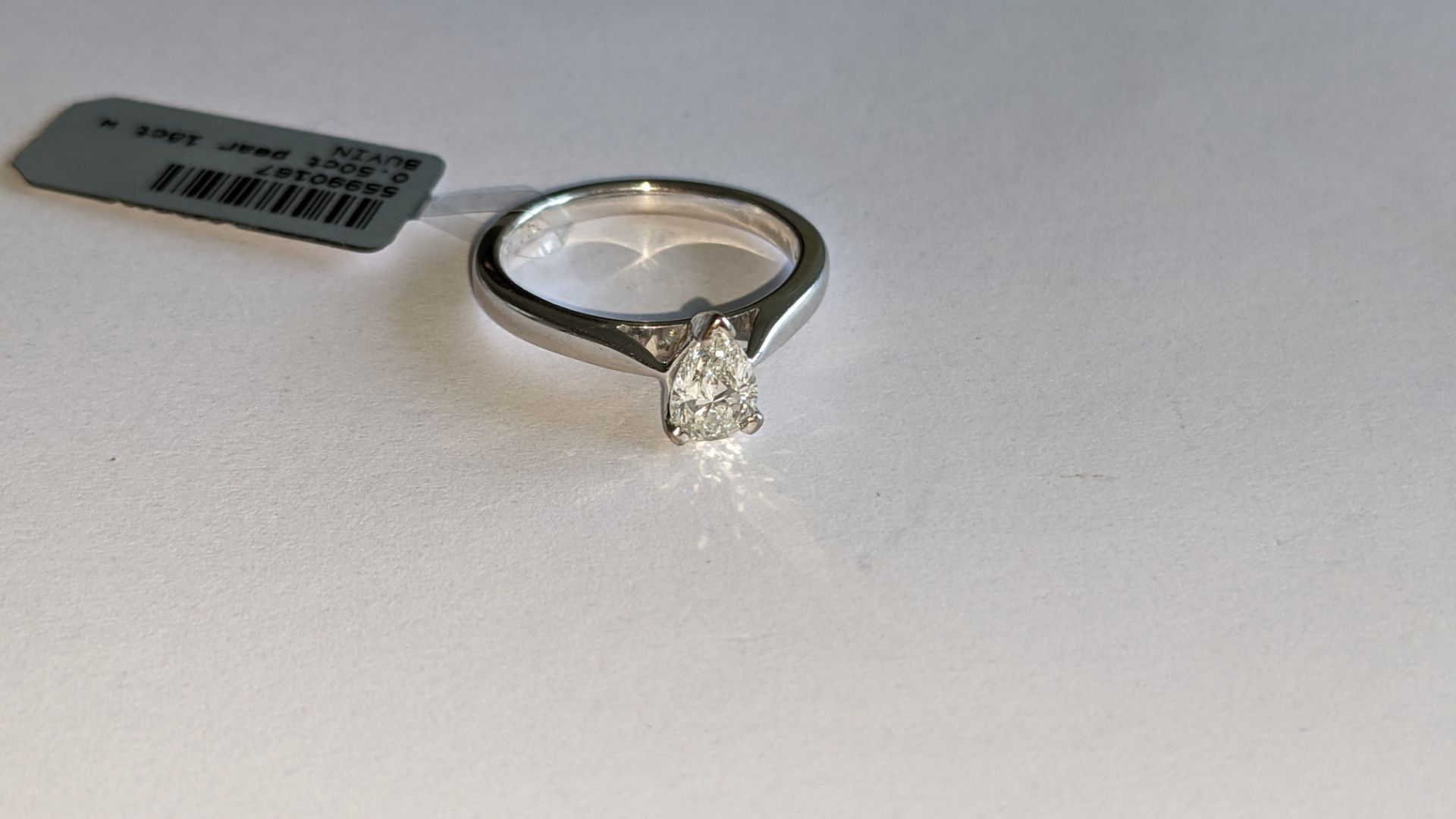 18ct white gold & diamond ring with 0.50ct pear shaped diamond. RRP £2,200 - Image 5 of 16