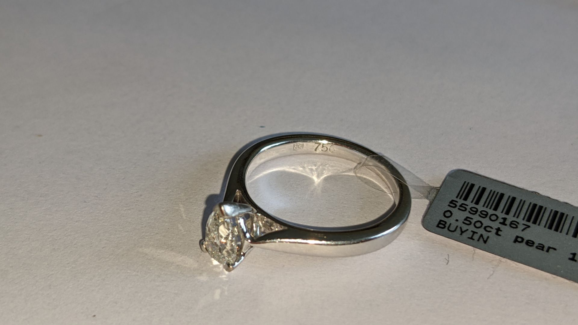 18ct white gold & diamond ring with 0.50ct pear shaped diamond. RRP £2,200 - Image 11 of 16