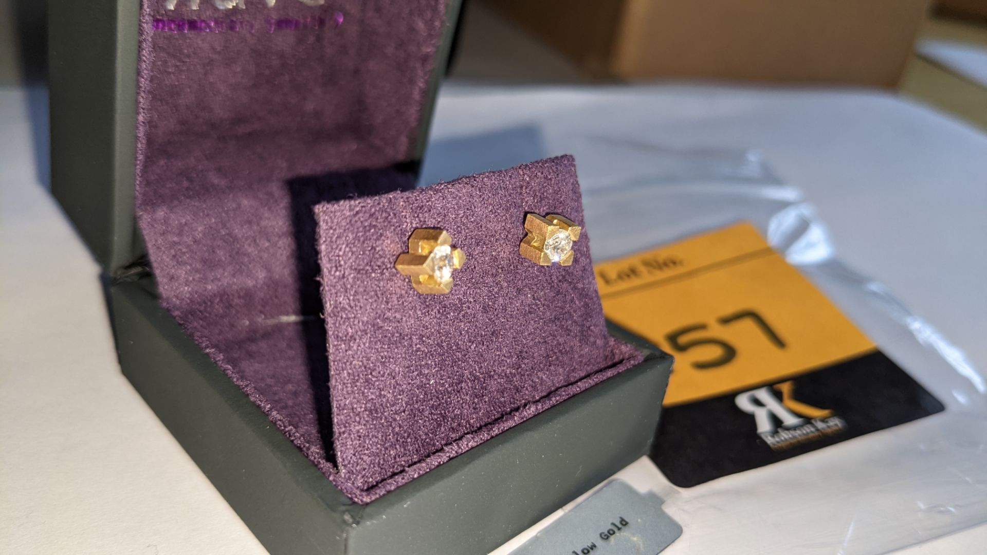 Pair of 18ct yellow gold & diamond stud earrings. RRP £995 - Image 8 of 10