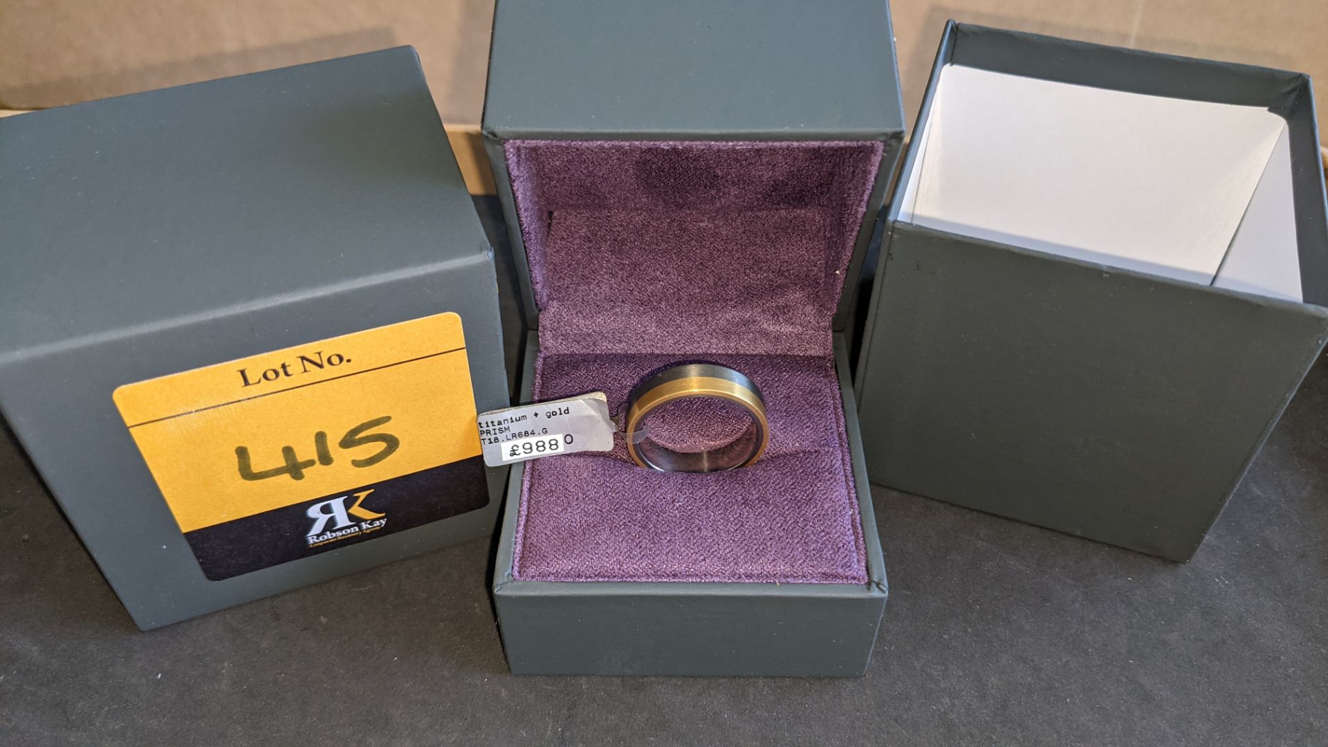 Titanium & 18ct yellow gold 6mm ring RRP £988