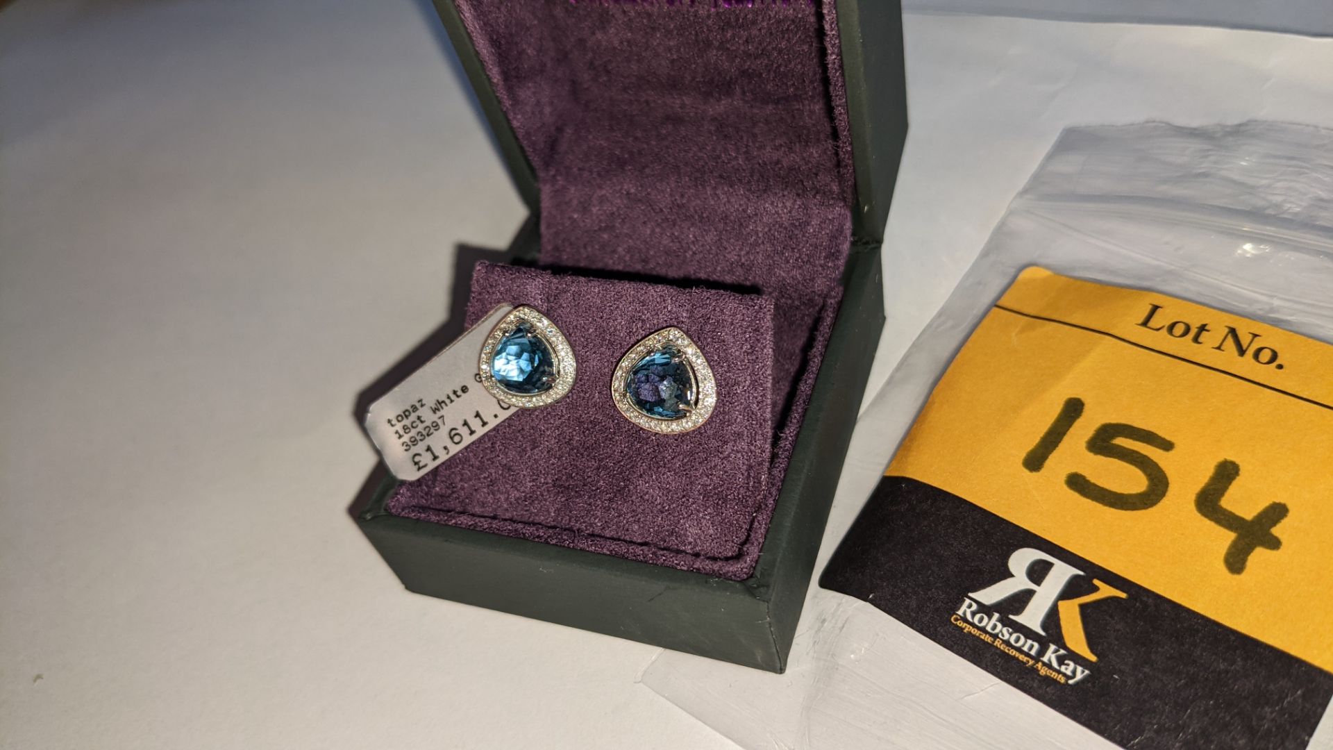 Pair of 18ct white gold, diamond & topaz earrings RRP £1,611 NB. These earrings match the pendant th - Image 4 of 10