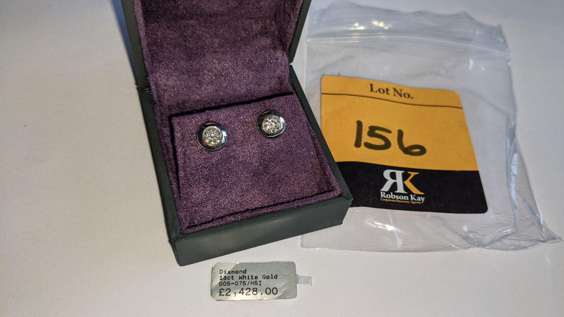 Pair of 18ct white gold & diamond earrings with total ctw of 0.75ct. RRP £2,428 - Image 2 of 12