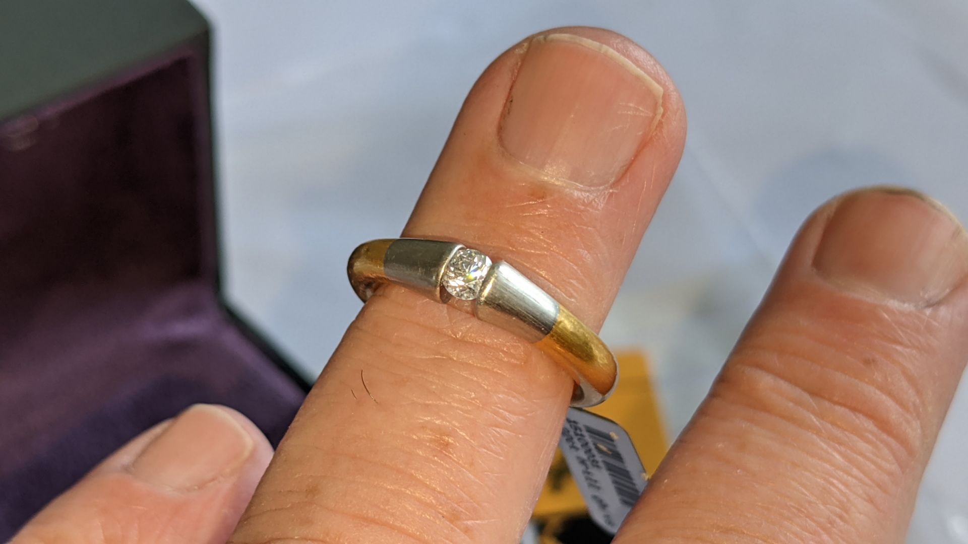 Platinum & yellow gold ring with 0.22ct central brilliant cut diamond. RRP £3,207 - Image 13 of 14