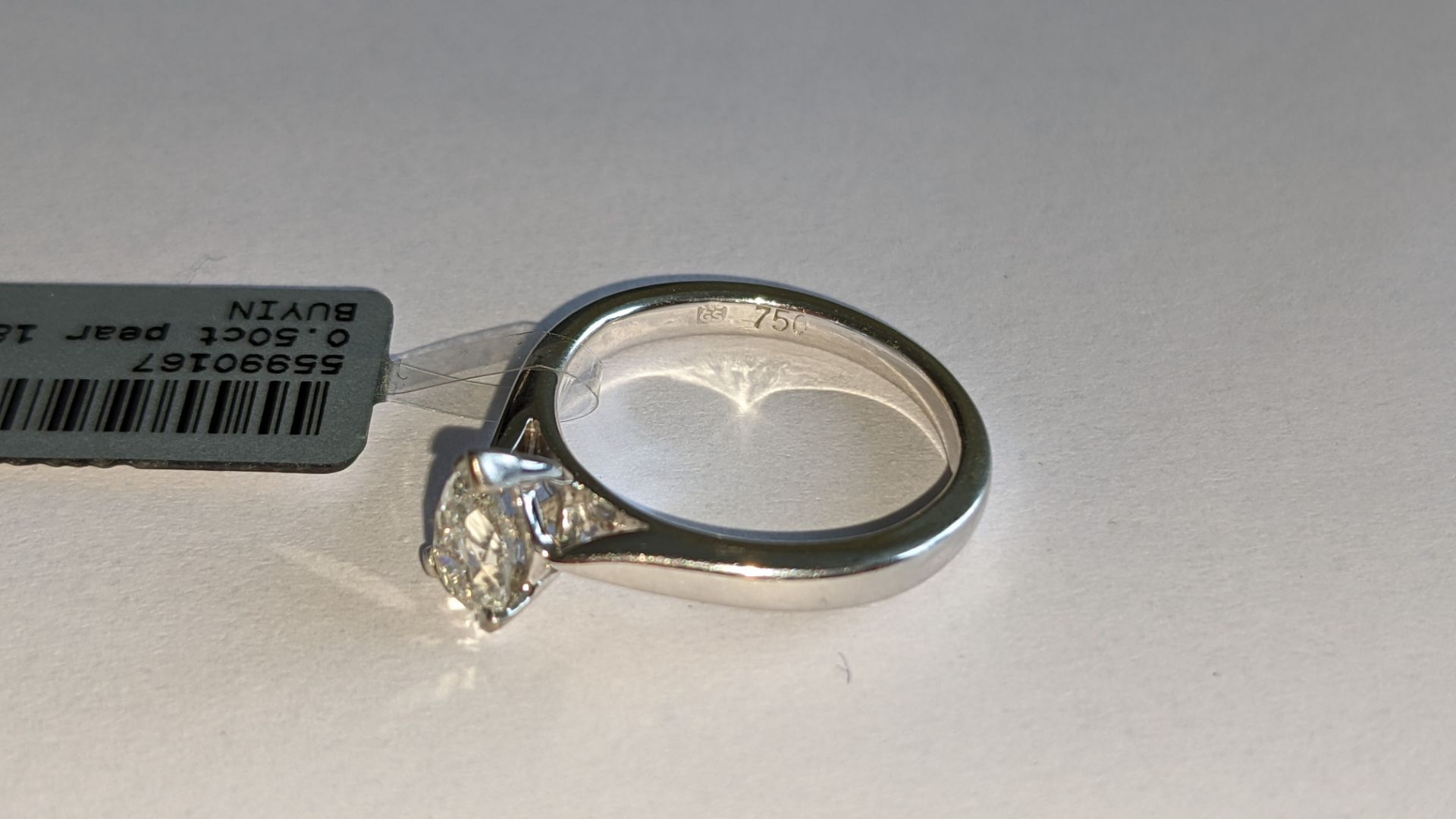 18ct white gold & diamond ring with 0.50ct pear shaped diamond. RRP £2,200 - Image 8 of 16