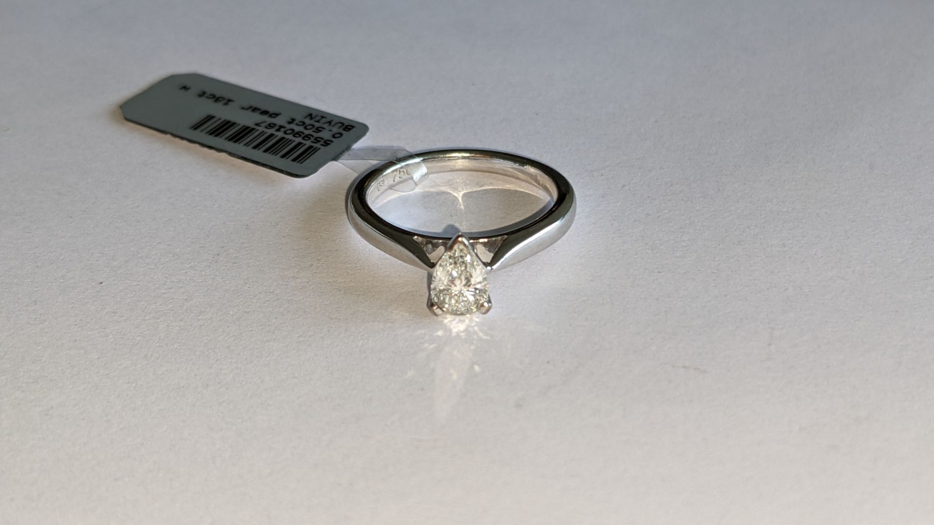 18ct white gold & diamond ring with 0.50ct pear shaped diamond. RRP £2,200 - Image 6 of 16