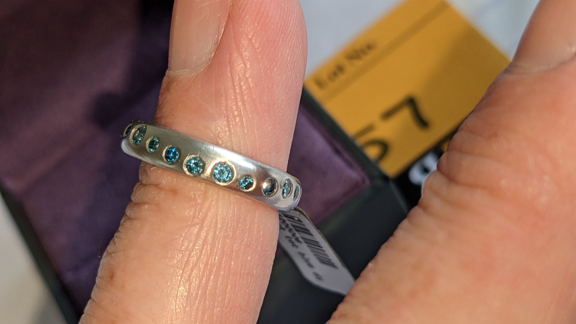 Platinum 950 ring with blue coloured diamonds, total weight 0.60ct. RRP £2,912 - Image 12 of 13