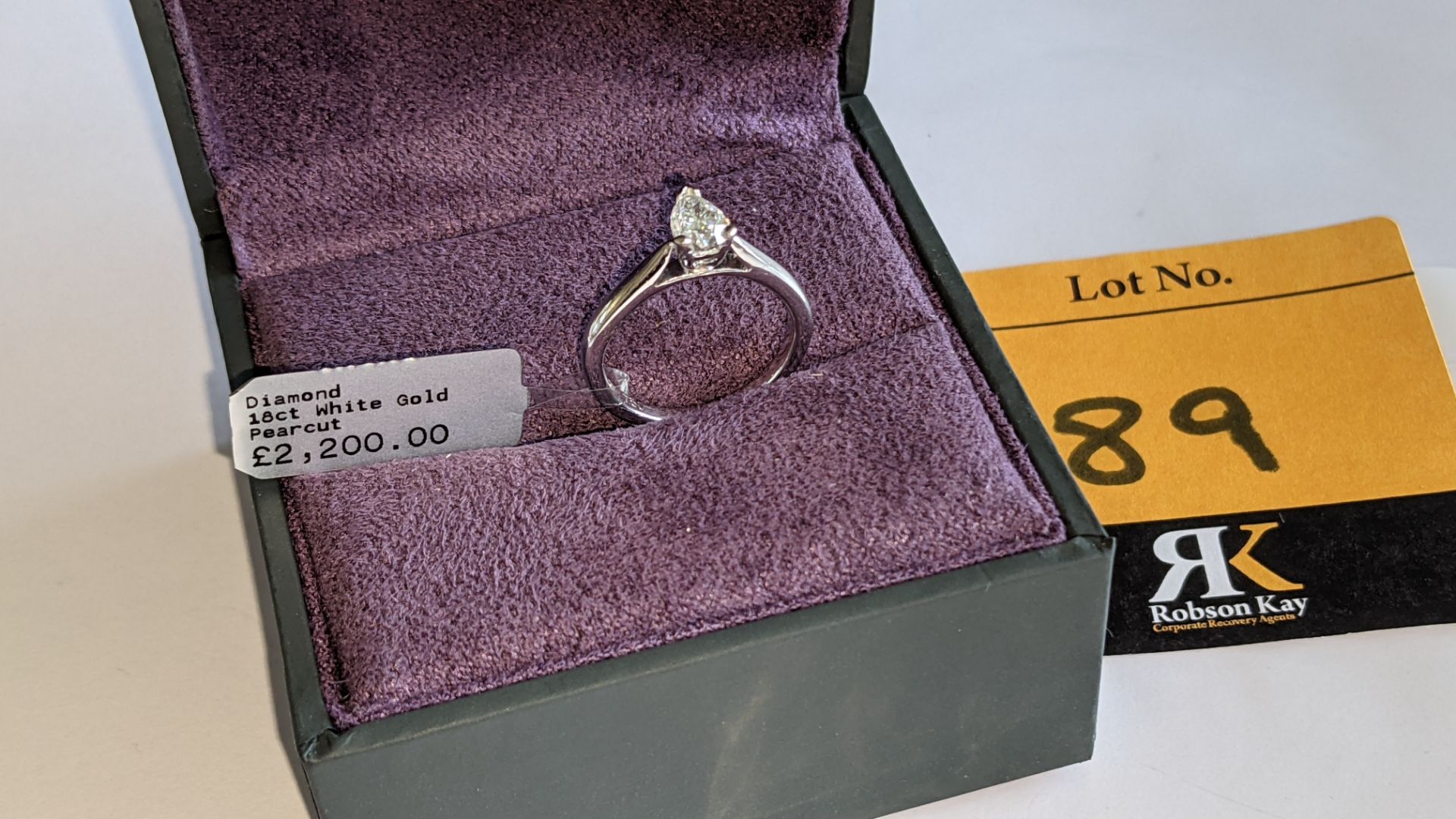 18ct white gold & diamond ring with 0.50ct pear shaped diamond. RRP £2,200 - Image 15 of 16