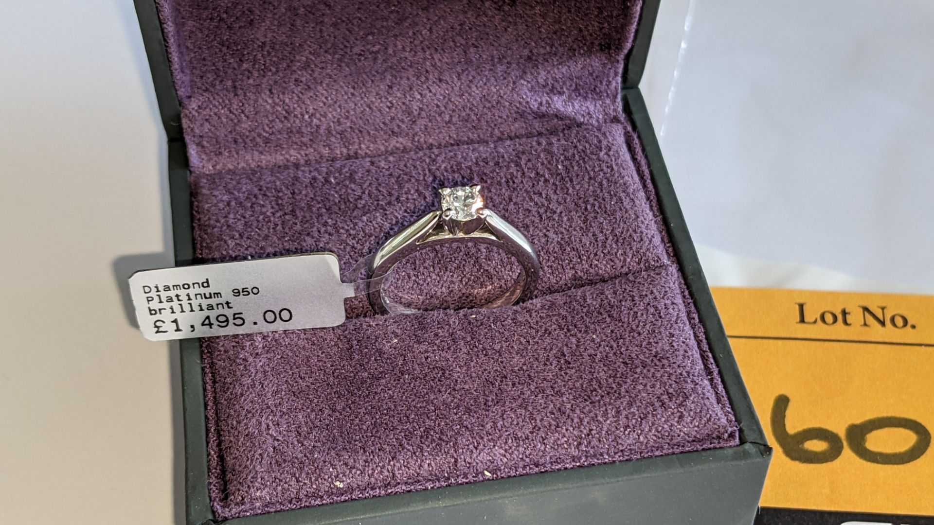 Platinum 950 ring with central brilliant cut diamond. RRP £1,495 - Image 2 of 17