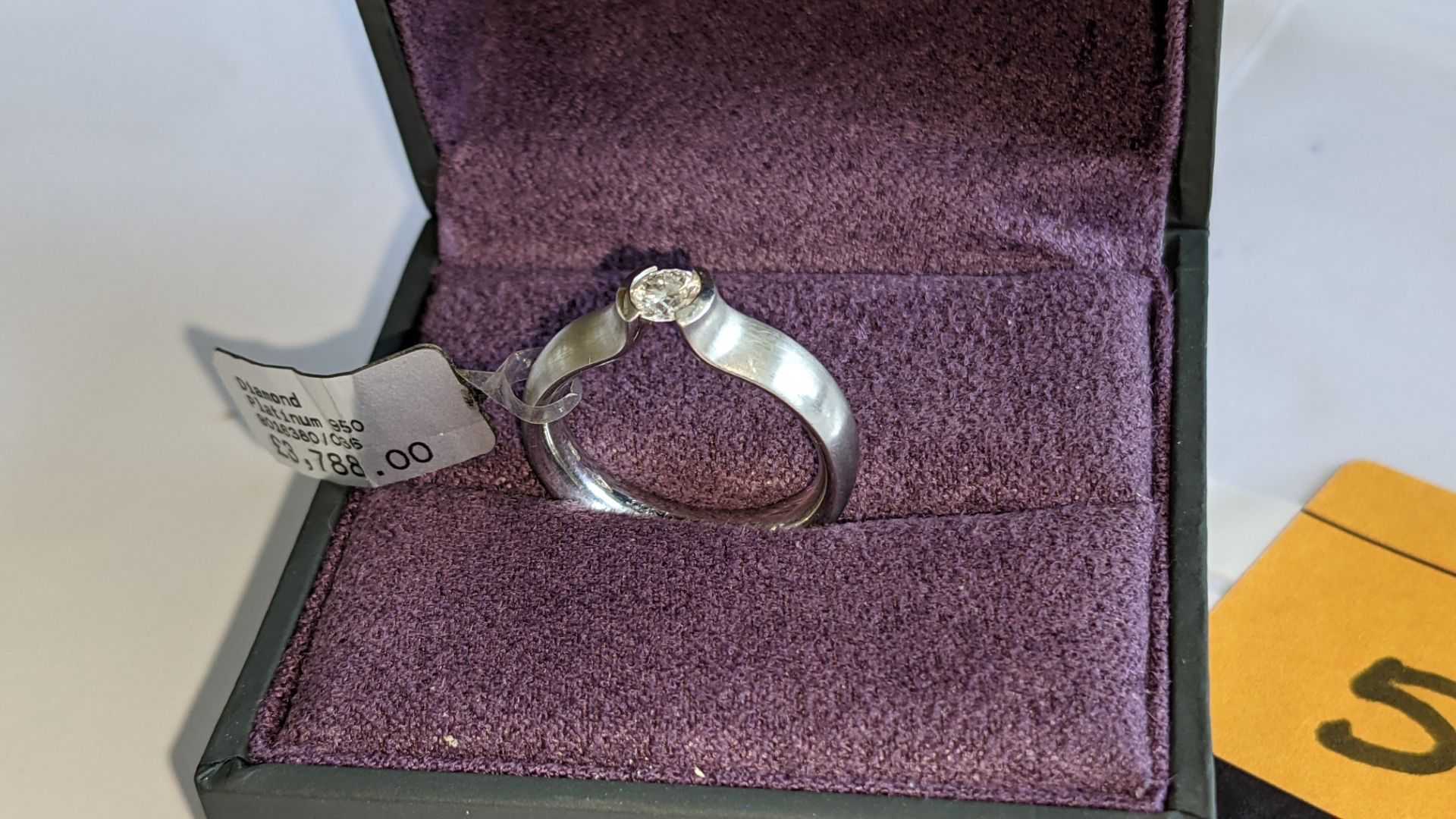 Platinum 950 diamond ring with 0.36ct GH/VS brilliant cut diamond. RRP £3,788 - Image 5 of 14