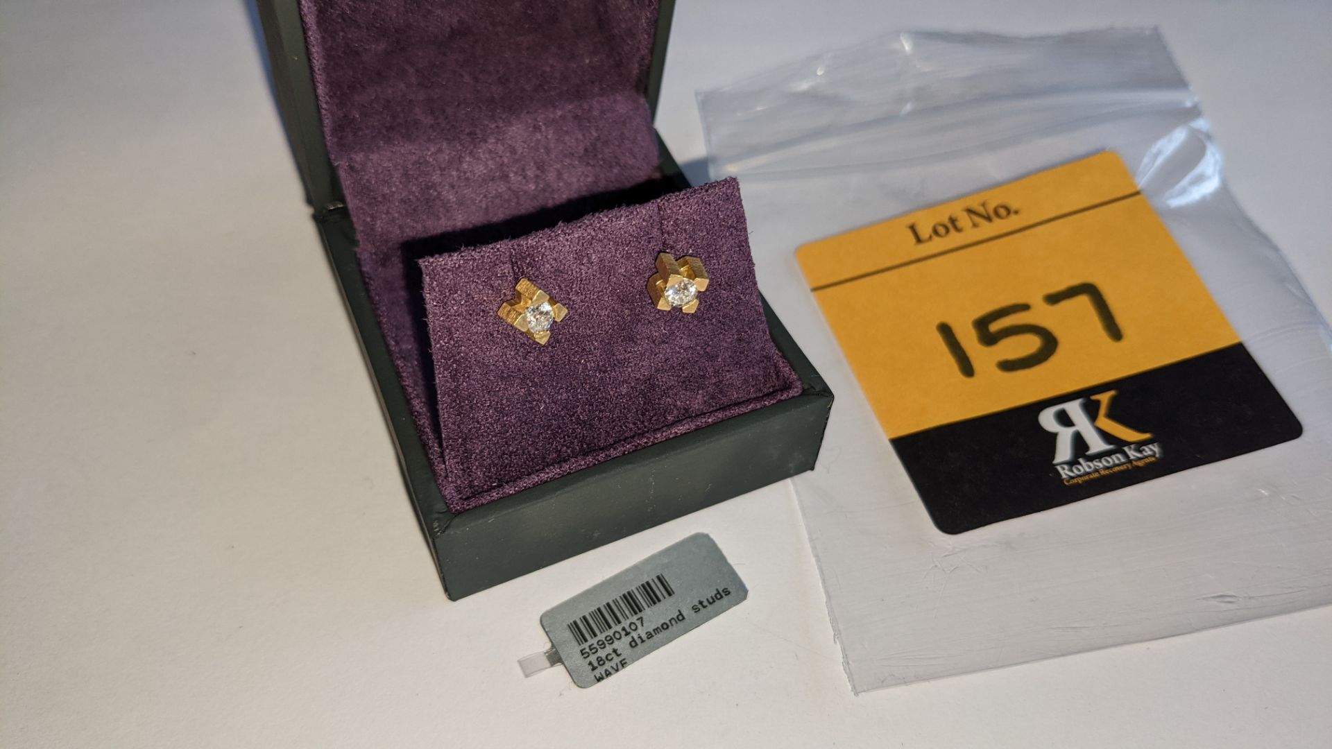 Pair of 18ct yellow gold & diamond stud earrings. RRP £995