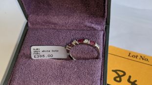 18ct white gold diamond & ruby ring. RRP £395