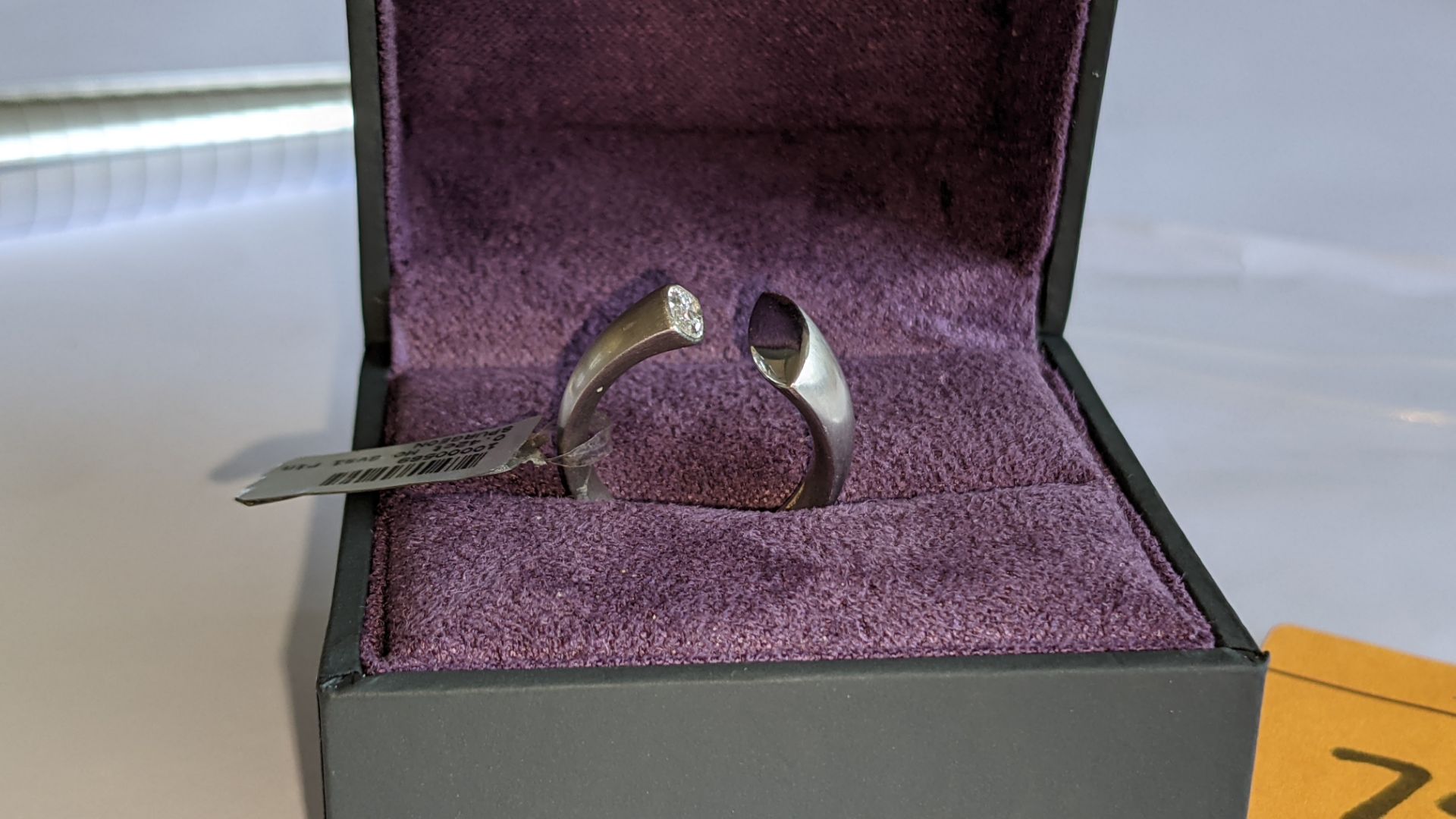 Modern ring in platinum 950 with 0.42ct stone at one end of unusual modern design. RRP £5,786 - Image 5 of 19