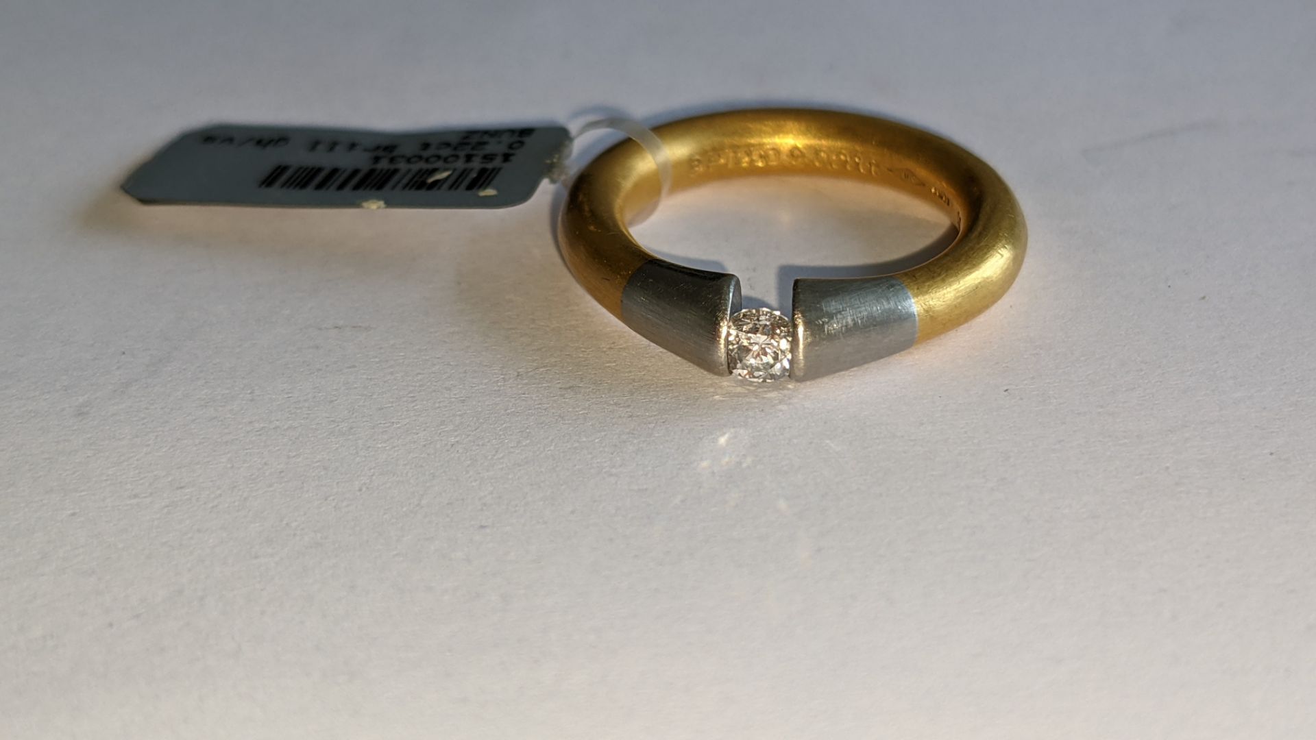 Platinum & yellow gold ring with 0.22ct central brilliant cut diamond. RRP £3,207 - Image 8 of 14