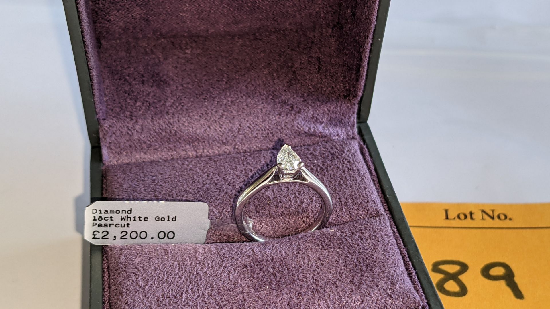 18ct white gold & diamond ring with 0.50ct pear shaped diamond. RRP £2,200 - Image 2 of 16