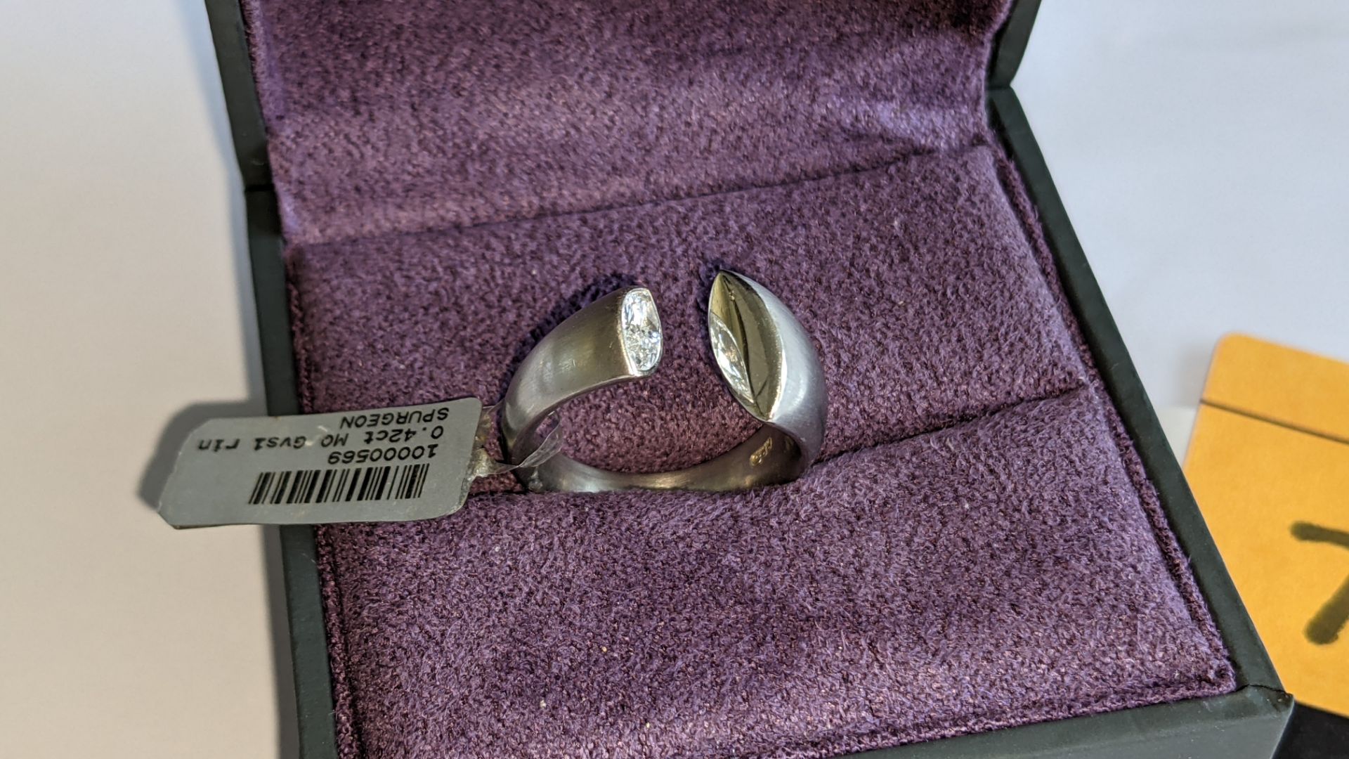 Modern ring in platinum 950 with 0.42ct stone at one end of unusual modern design. RRP £5,786 - Image 7 of 19