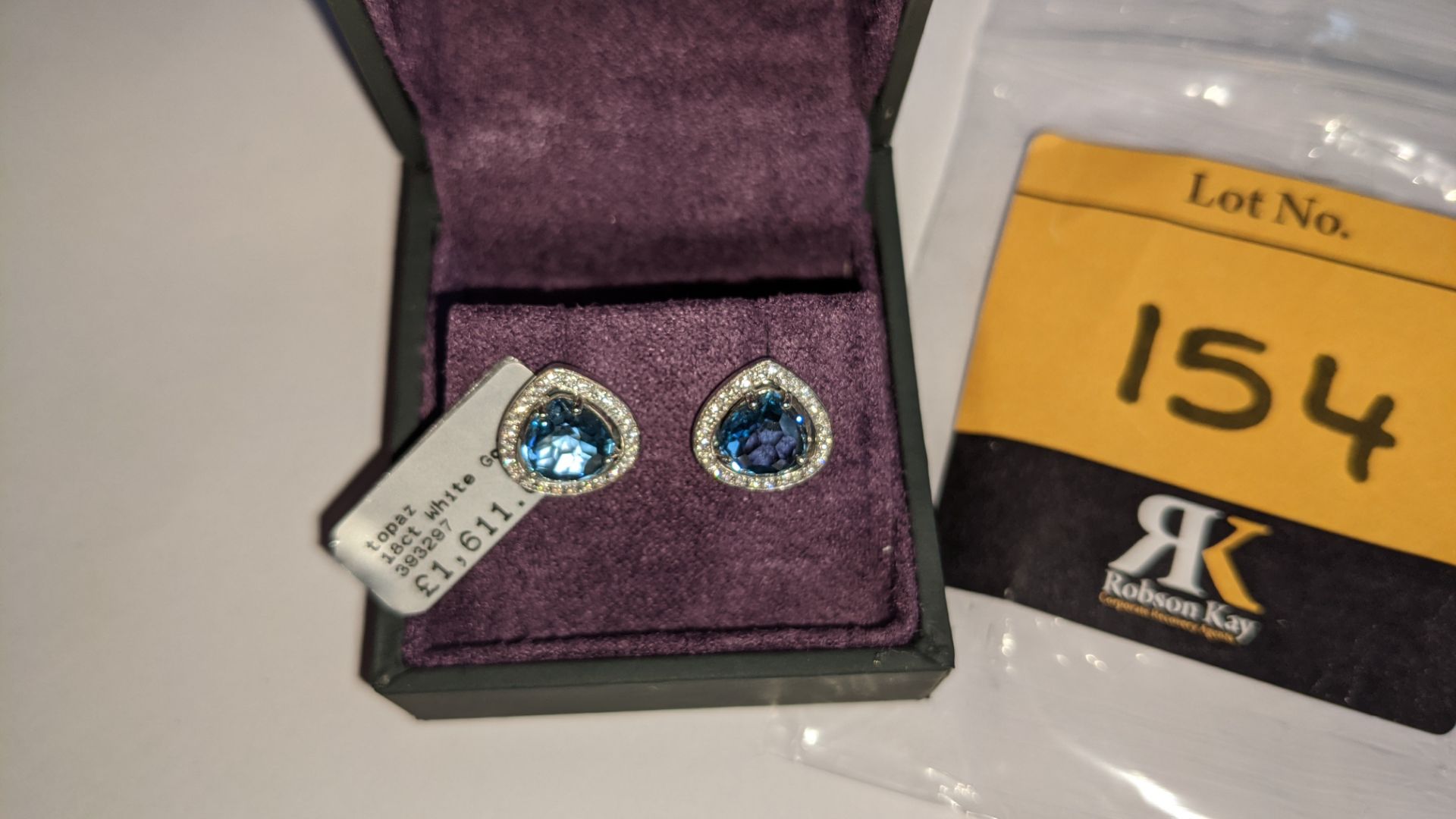 Pair of 18ct white gold, diamond & topaz earrings RRP £1,611 NB. These earrings match the pendant th - Image 5 of 10