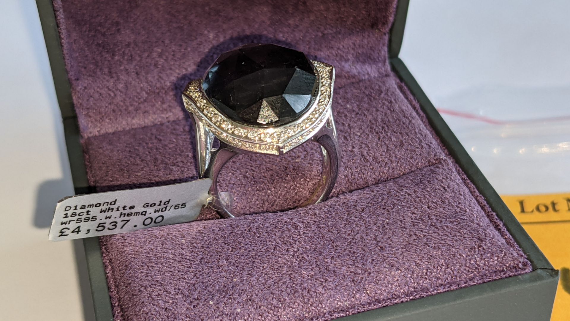 18ct white gold, diamond & crystal haze hematite ring. In addition to diamonds surrounding the large - Image 4 of 23