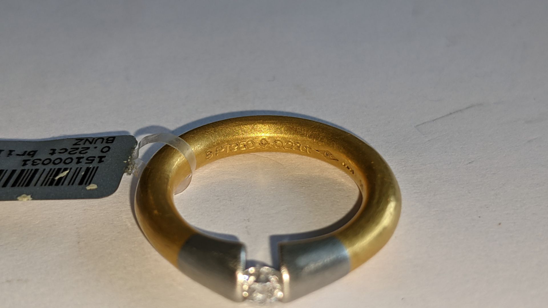 Platinum & yellow gold ring with 0.22ct central brilliant cut diamond. RRP £3,207 - Image 9 of 14