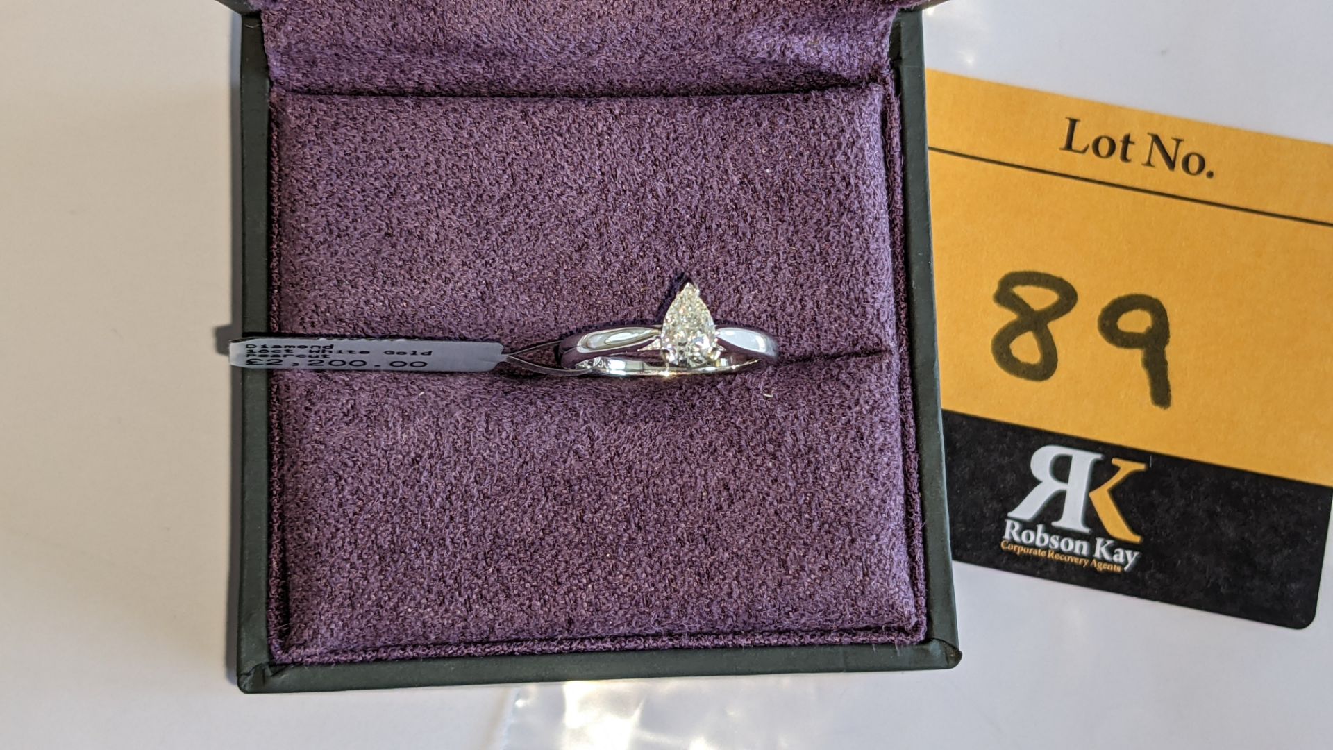 18ct white gold & diamond ring with 0.50ct pear shaped diamond. RRP £2,200 - Image 4 of 16