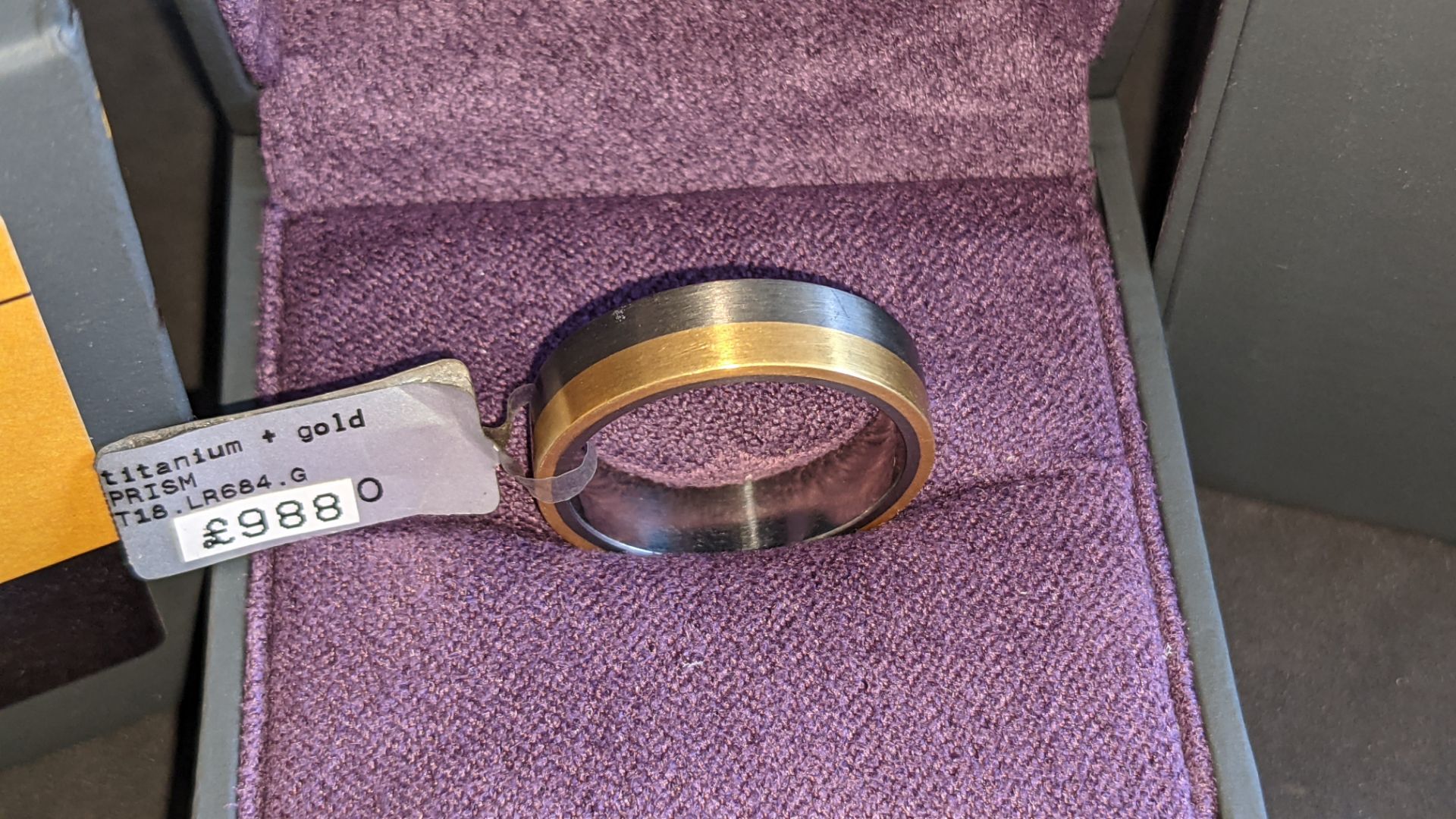 Titanium & 18ct yellow gold 6mm ring RRP £988 - Image 6 of 15