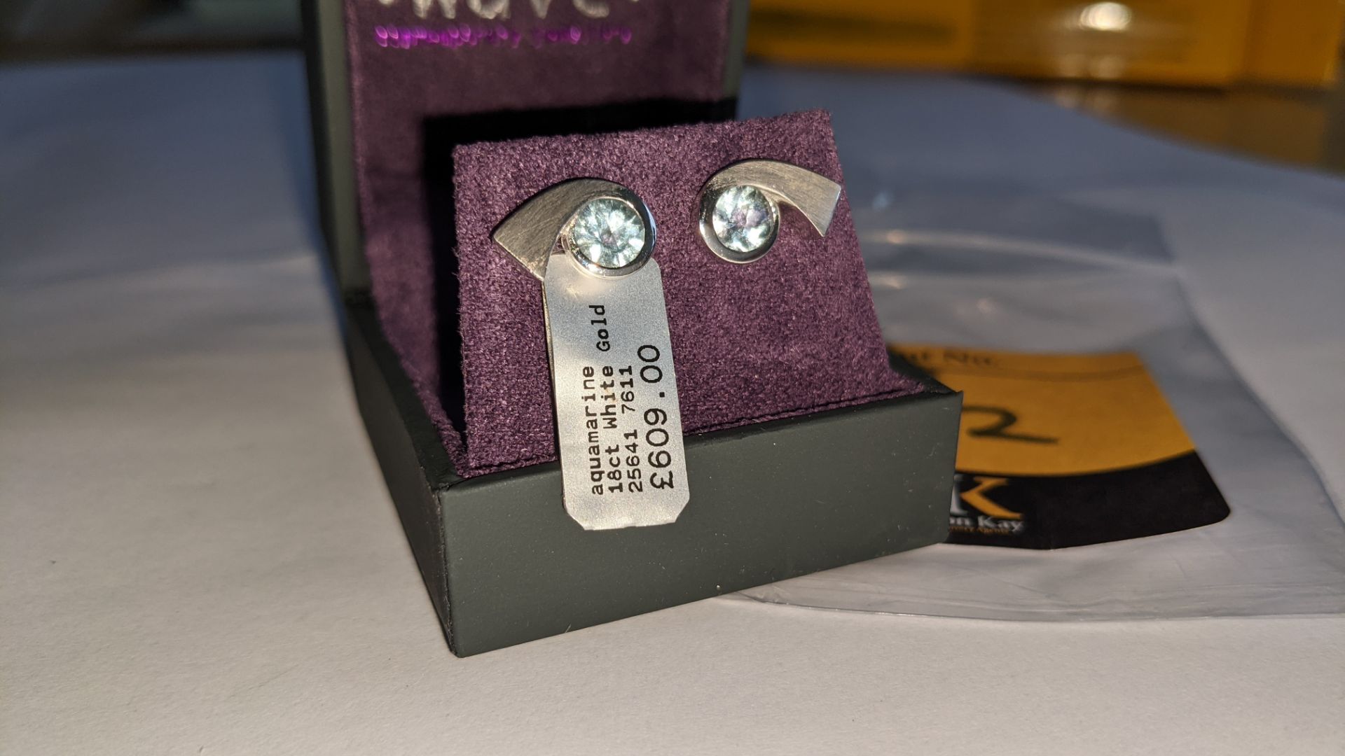 Pair of 18ct white gold & aquamarine earrings RRP £609 - Image 4 of 9