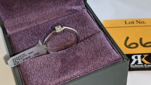 Platinum 950 ring with central 0.25ct diamond. RRP £2,288