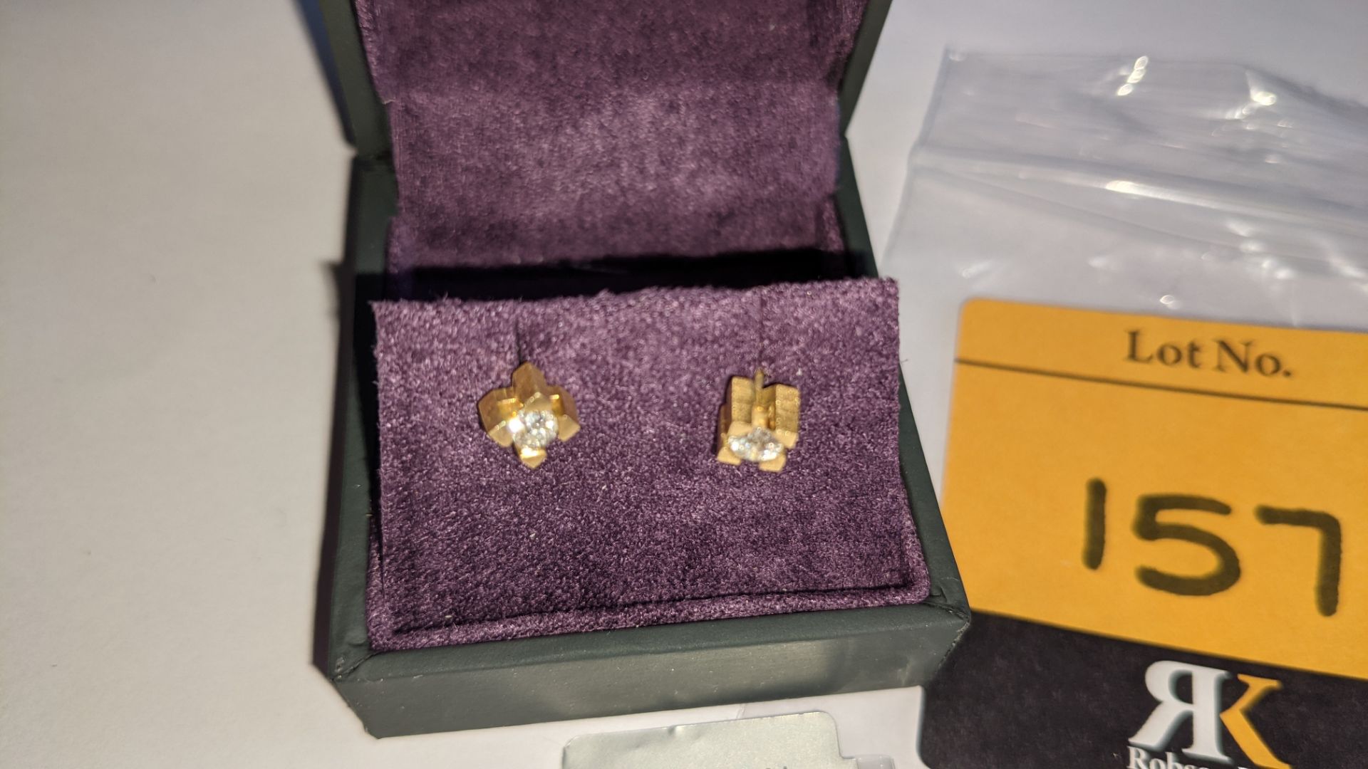 Pair of 18ct yellow gold & diamond stud earrings. RRP £995 - Image 5 of 10