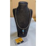 Necklace & pendant set comprising 42cm Platinum 950 "coil" necklace & Platinum 950 pendant with larg