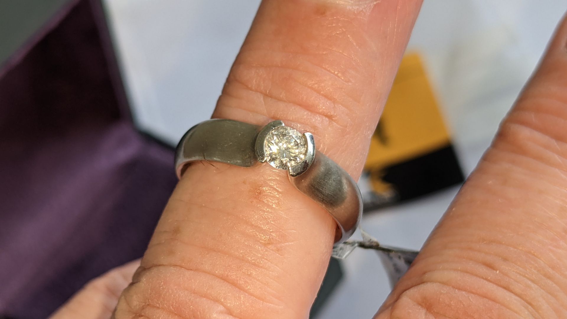 Platinum 950 diamond ring with 0.36ct GH/VS brilliant cut diamond. RRP £3,788 - Image 13 of 14