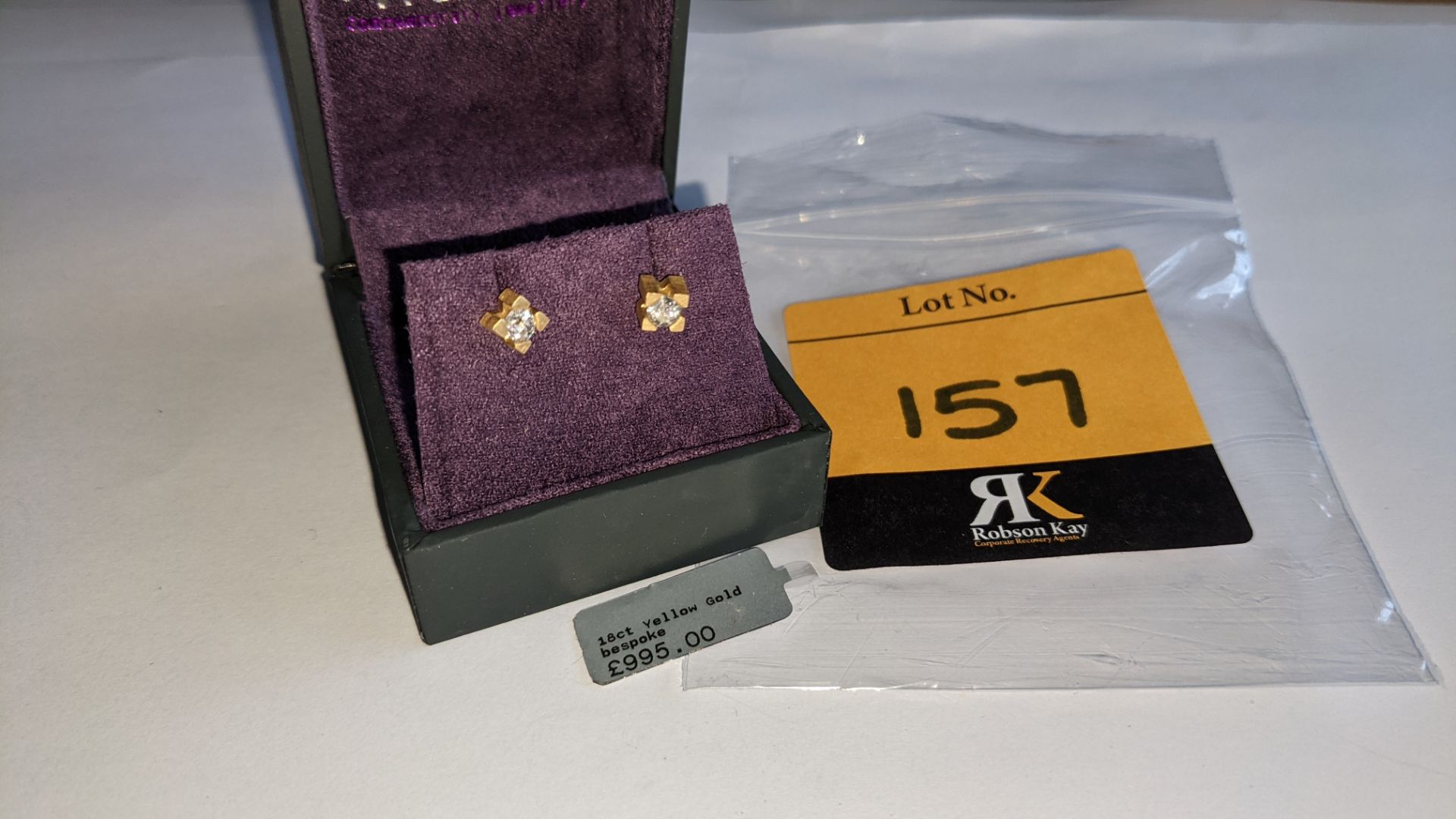 Pair of 18ct yellow gold & diamond stud earrings. RRP £995 - Image 2 of 10