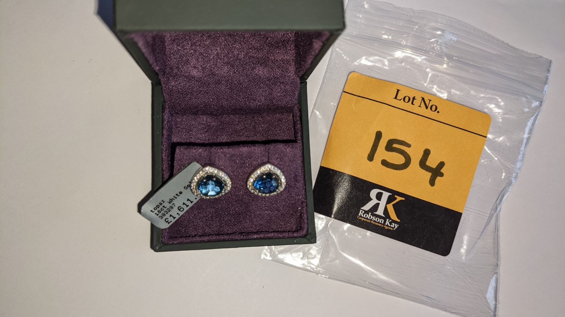 Pair of 18ct white gold, diamond & topaz earrings RRP £1,611 NB. These earrings match the pendant th - Image 7 of 10