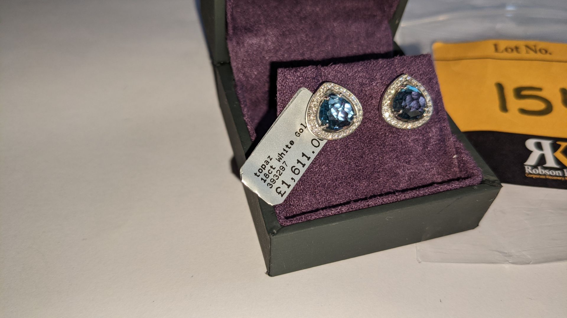 Pair of 18ct white gold, diamond & topaz earrings RRP £1,611 NB. These earrings match the pendant th - Image 8 of 10