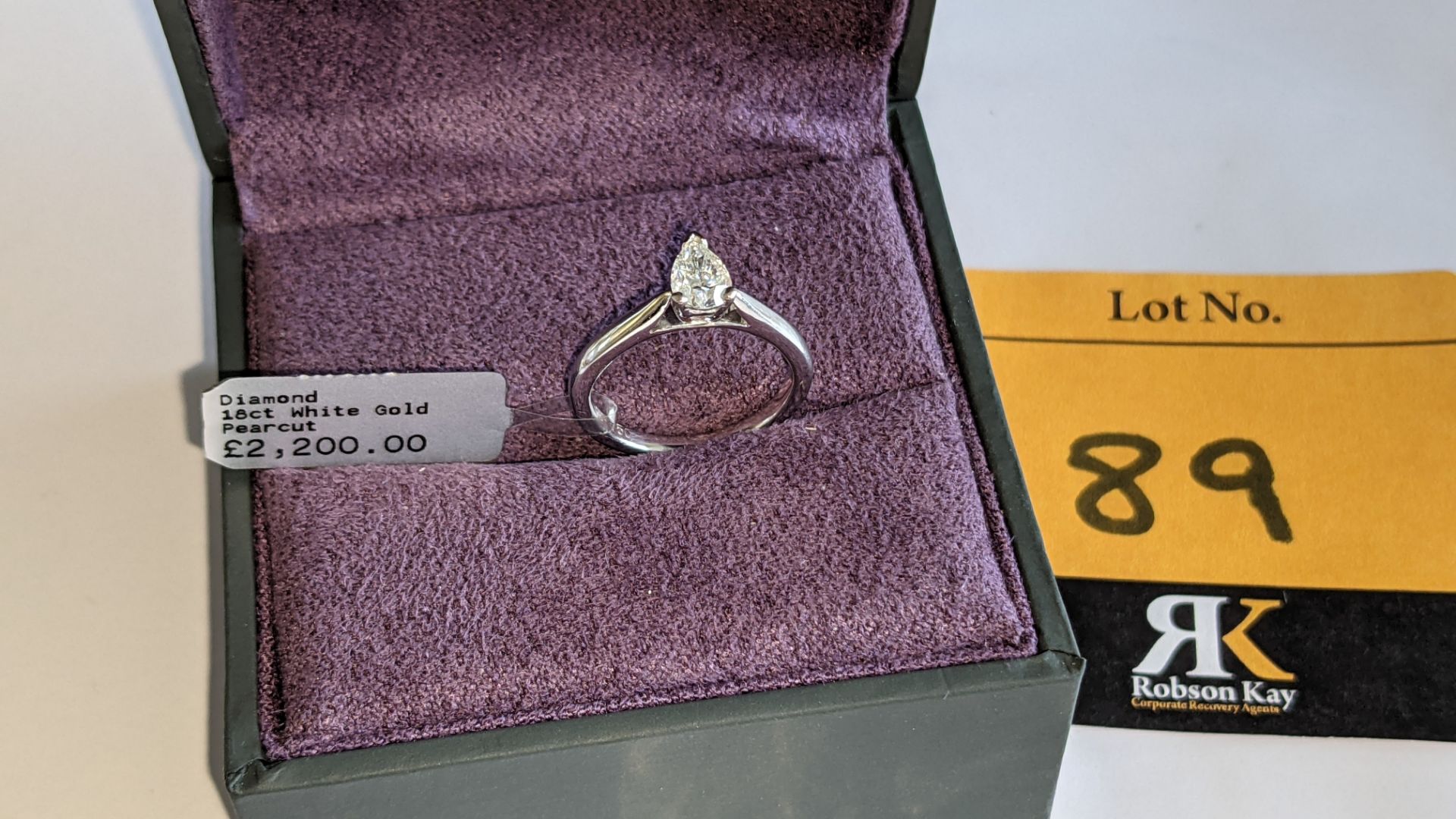 18ct white gold & diamond ring with 0.50ct pear shaped diamond. RRP £2,200