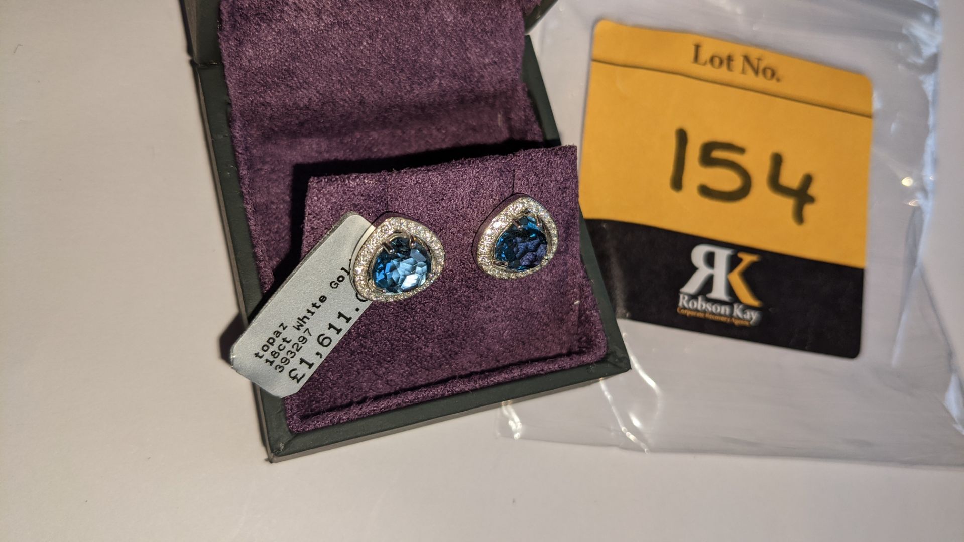 Pair of 18ct white gold, diamond & topaz earrings RRP £1,611 NB. These earrings match the pendant th - Image 6 of 10