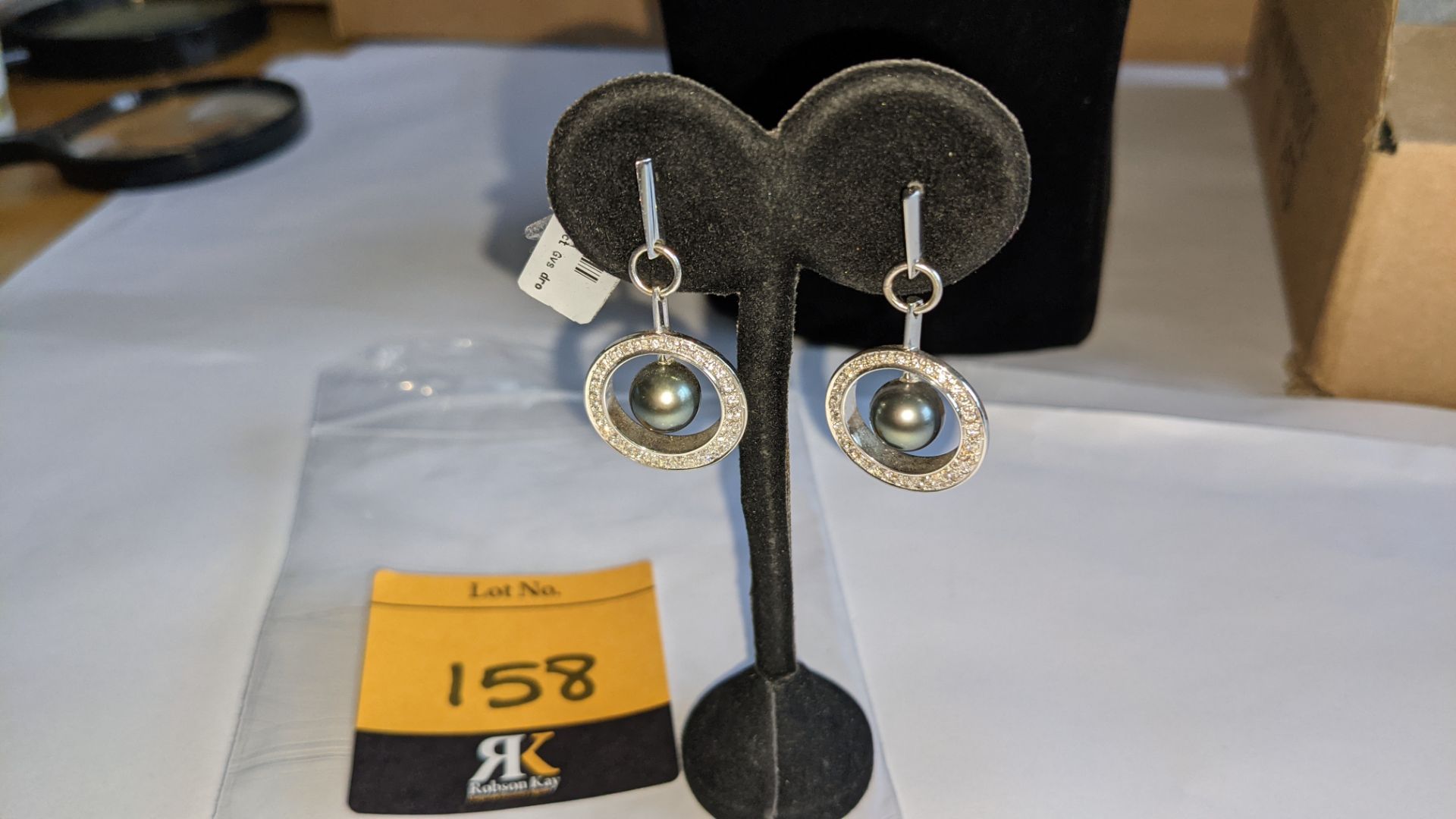 Pair of 18ct white gold, diamond & pearl drop earrings. 0.58ct G/VS total ctw of diamonds. RRP £3,05 - Image 3 of 11