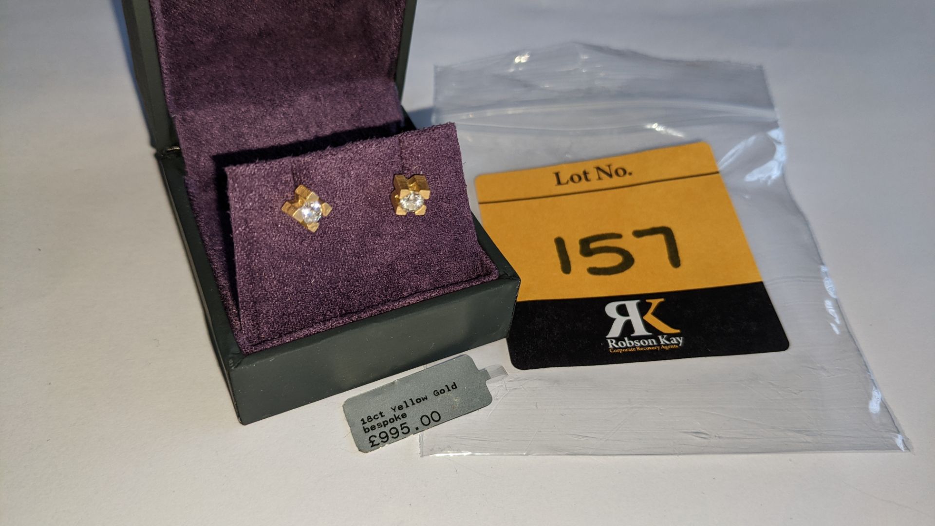 Pair of 18ct yellow gold & diamond stud earrings. RRP £995 - Image 3 of 10