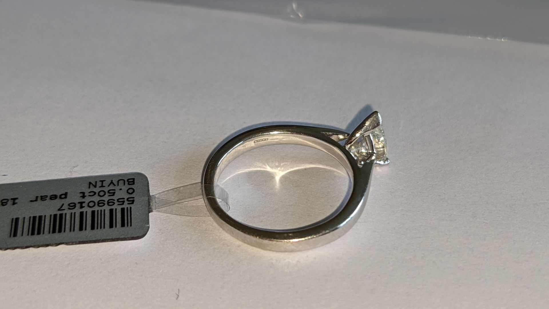 18ct white gold & diamond ring with 0.50ct pear shaped diamond. RRP £2,200 - Image 10 of 16