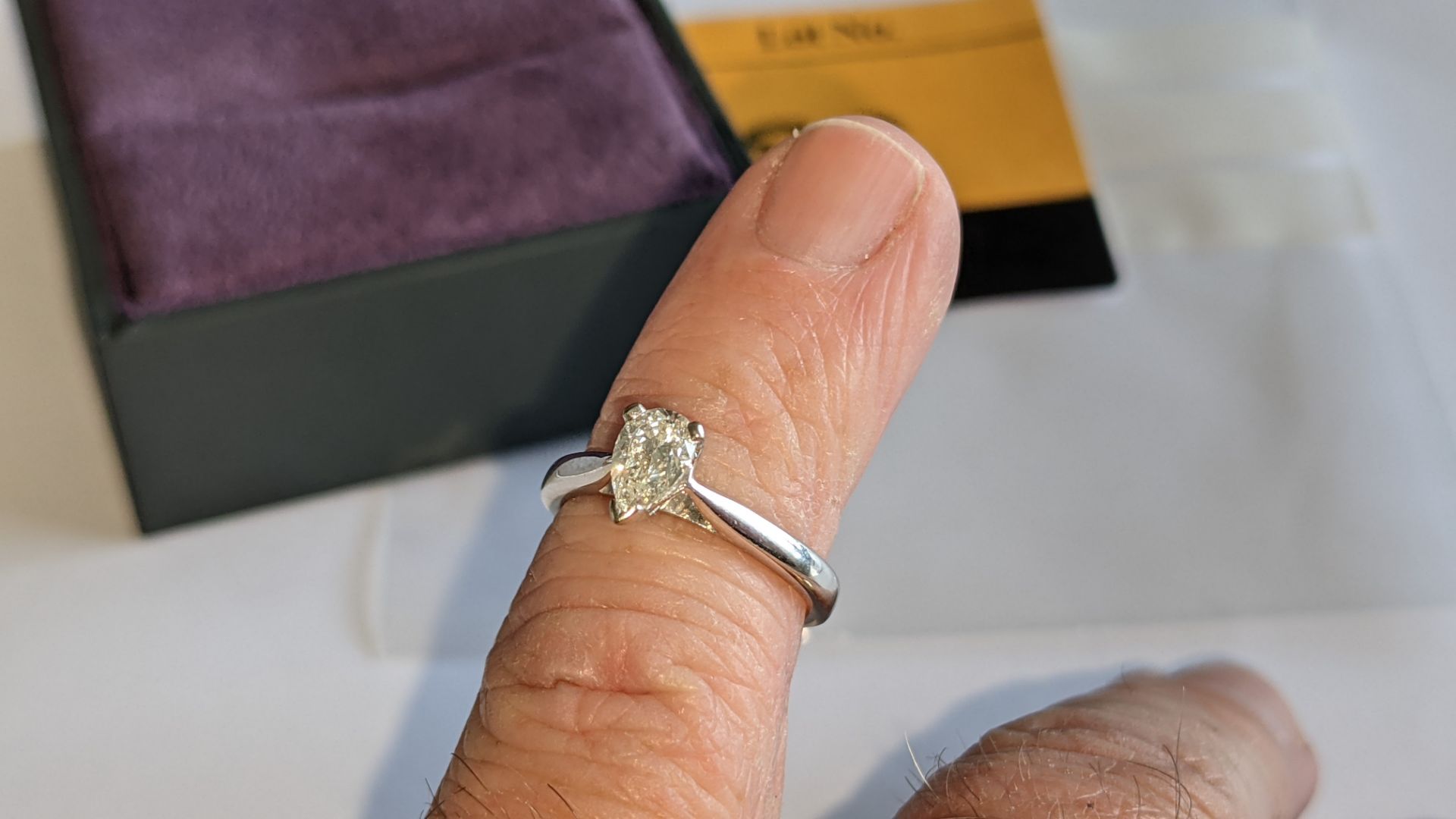 18ct white gold & diamond ring with 0.50ct pear shaped diamond. RRP £2,200 - Image 13 of 16