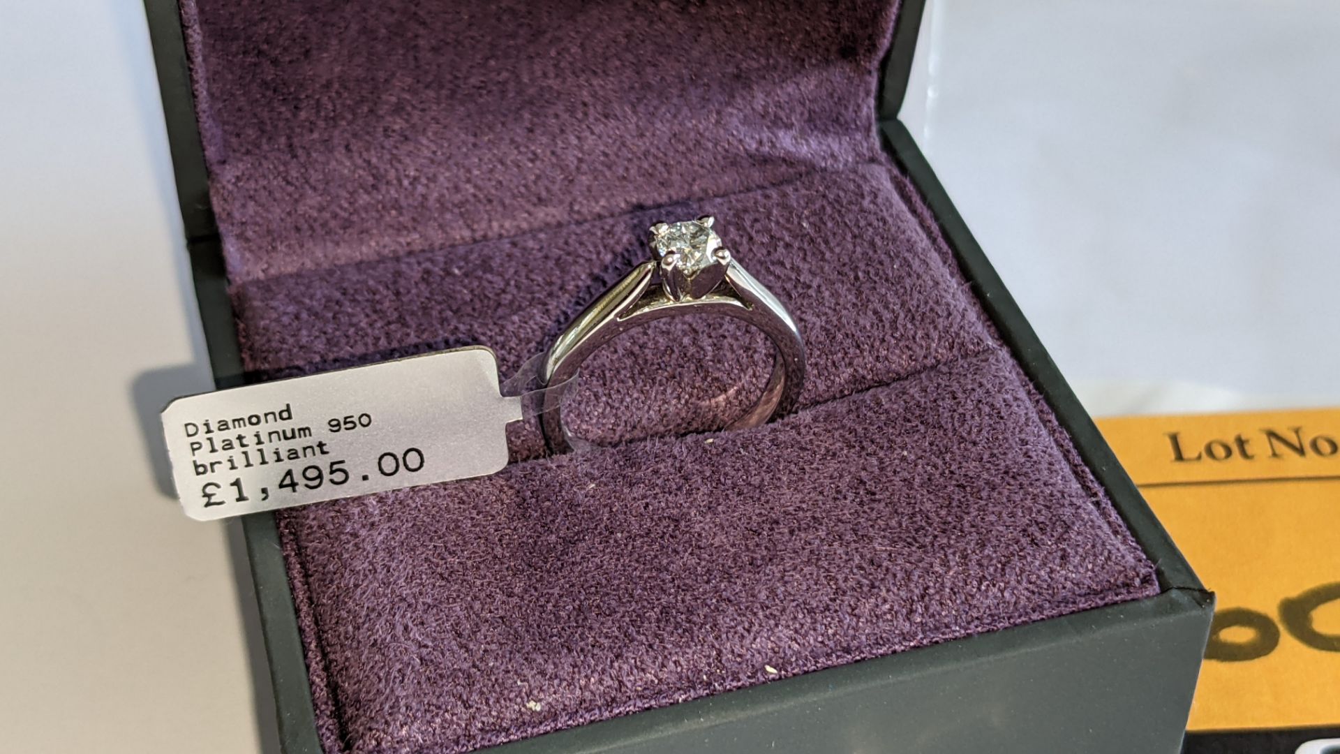 Platinum 950 ring with central brilliant cut diamond. RRP £1,495